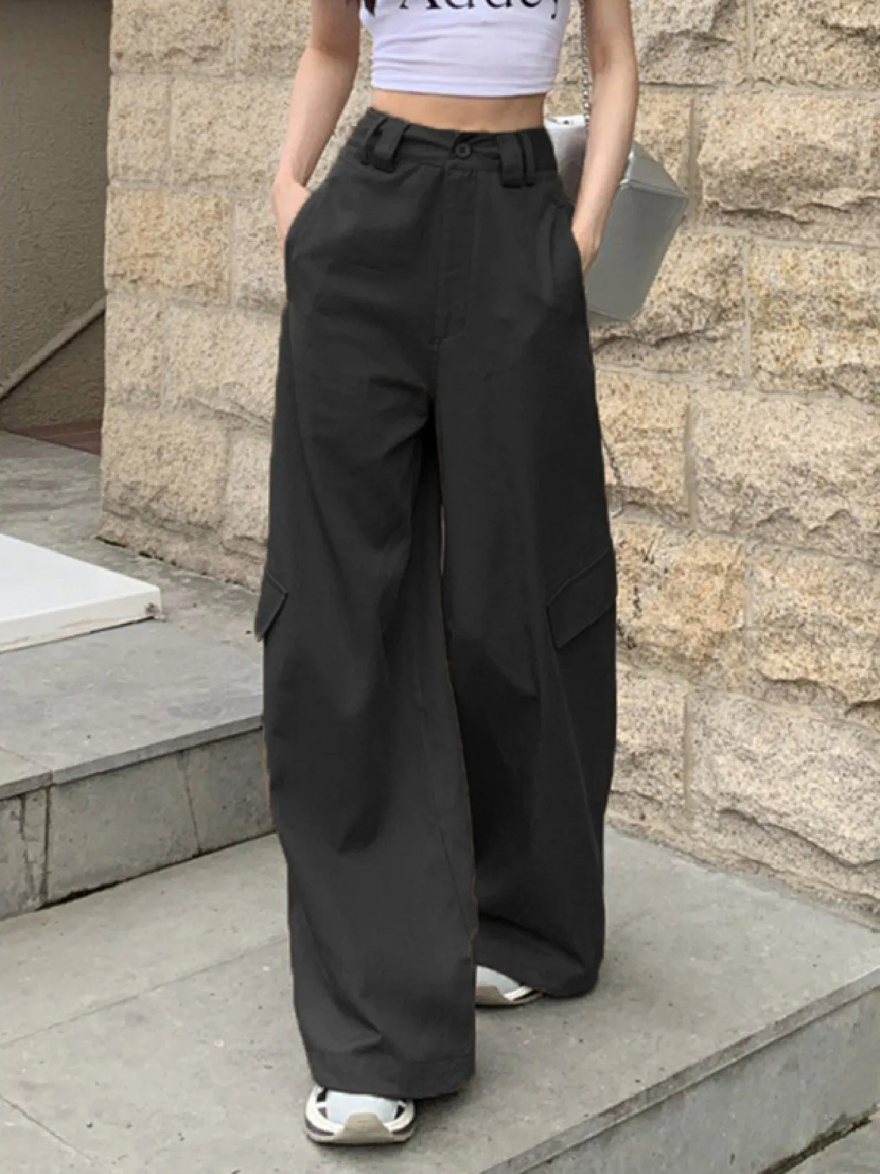 Flap Pocket Baggy Wide leg Pants