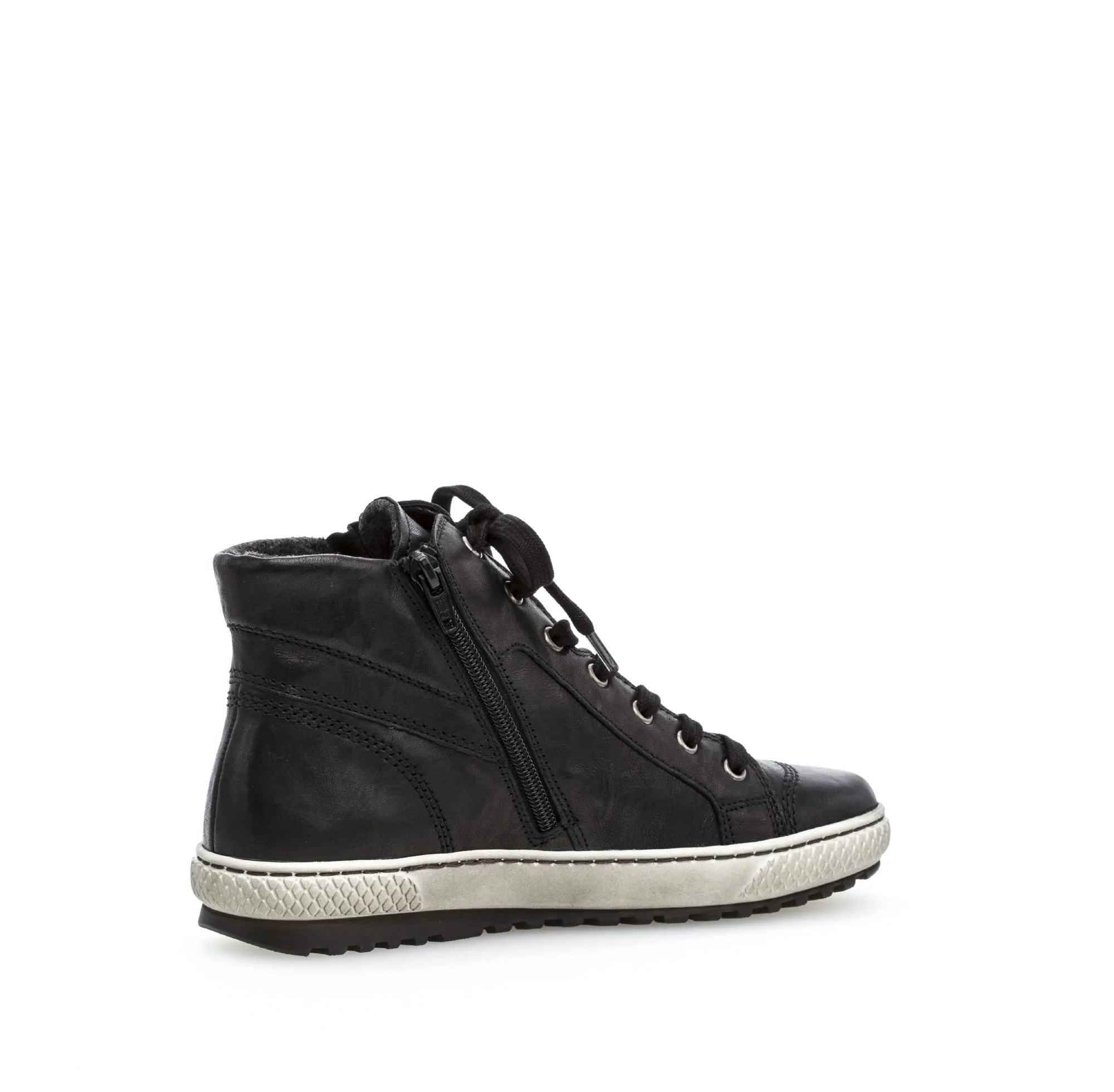 GABOR Black Leather High Top Trainers with Zip 75457