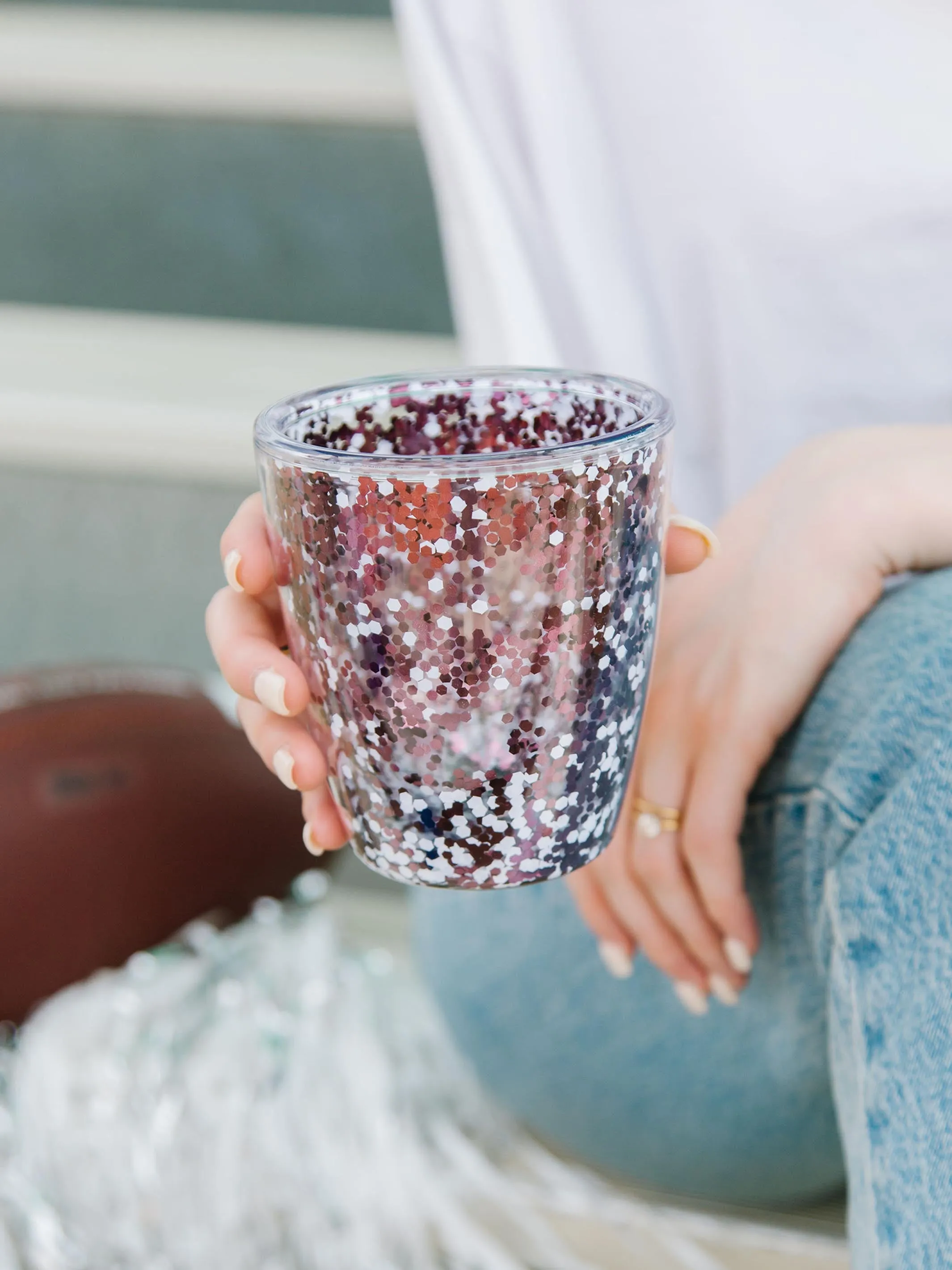 Gameday Glitter Acrylic Tumbler | Maroon   White