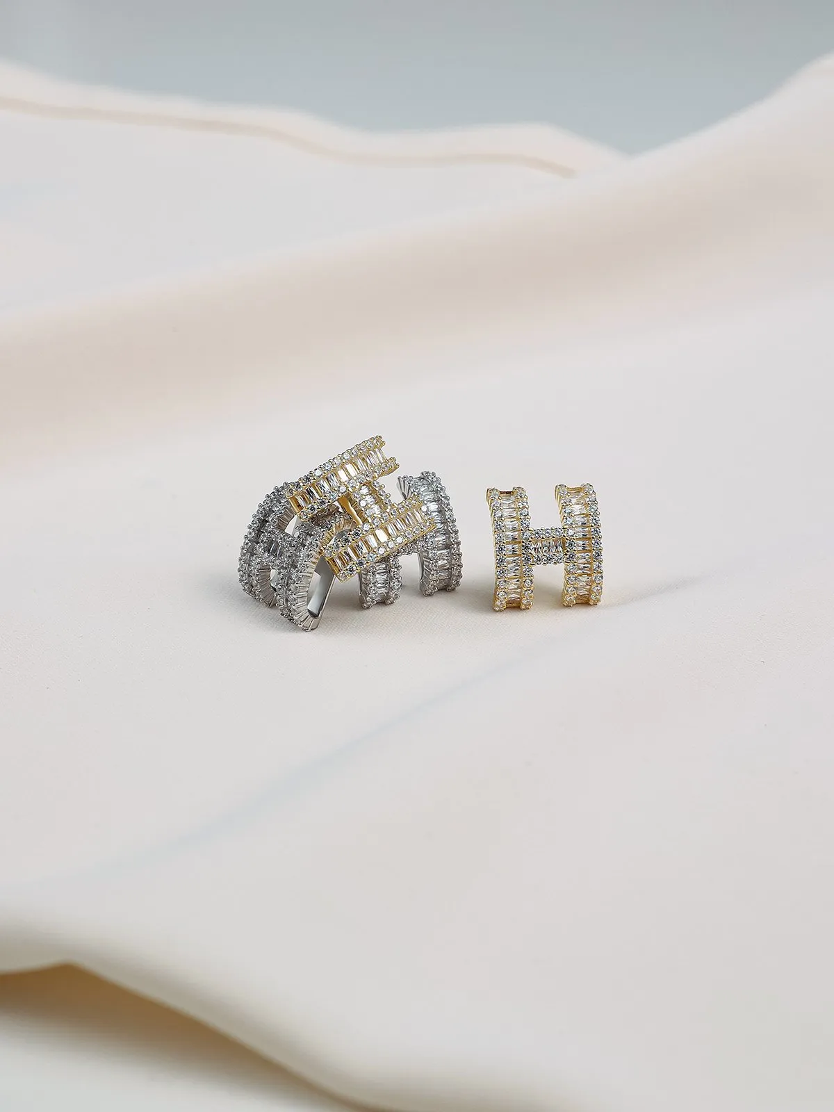 H Diamond Gold Earrings