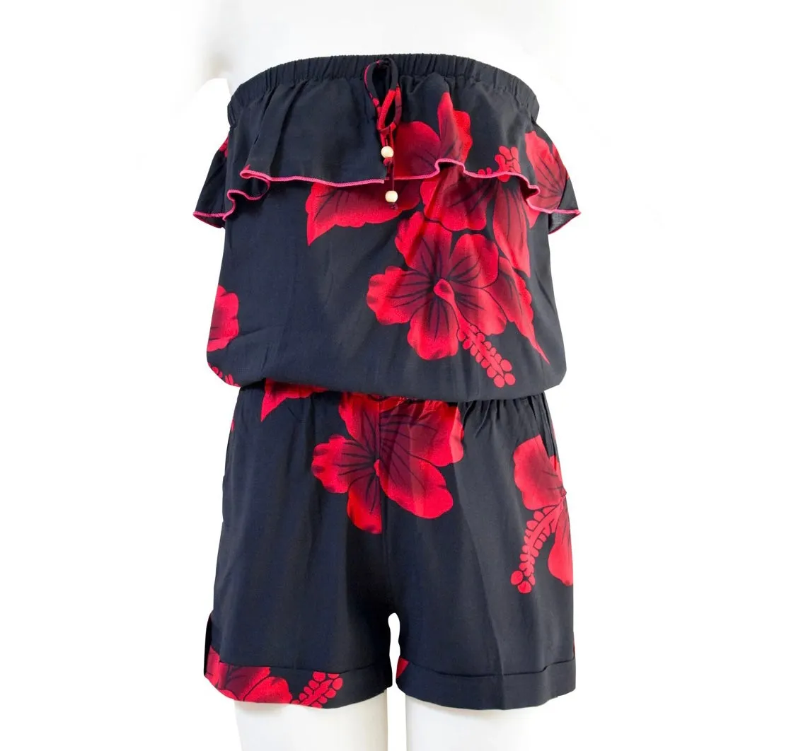 Hibiscus Strapless Shorts Romper