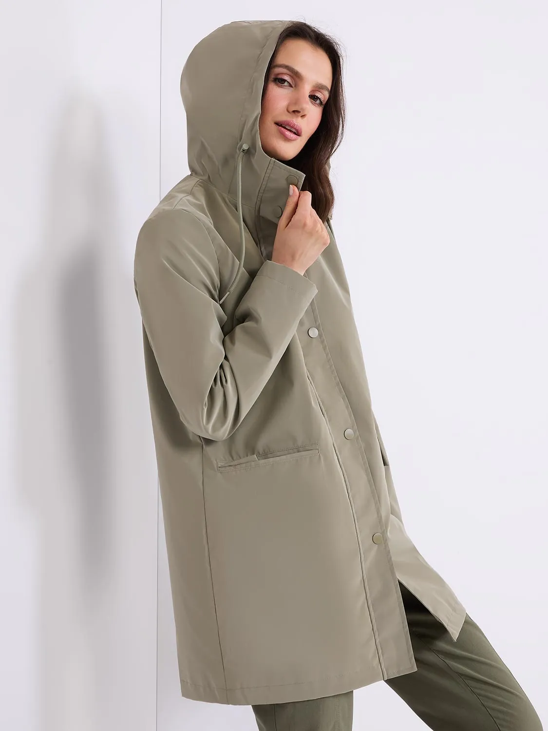 High Collar Hooded Rain Jacket