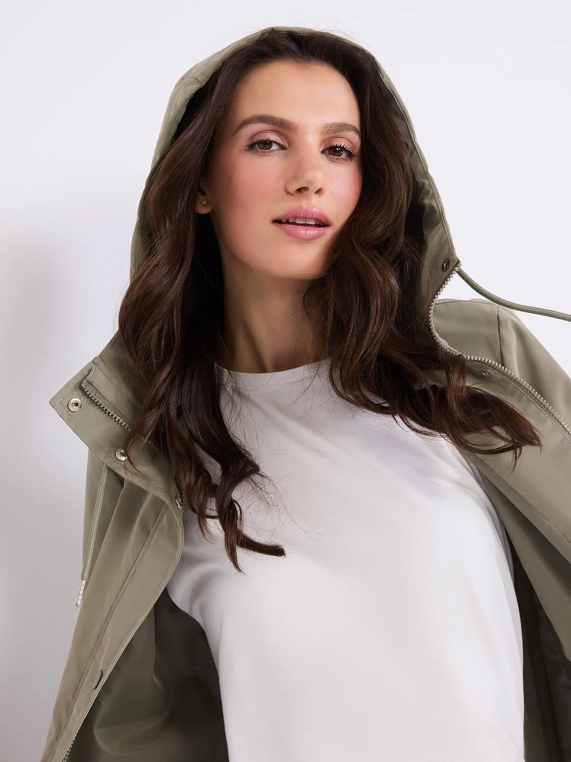 High Collar Hooded Rain Jacket