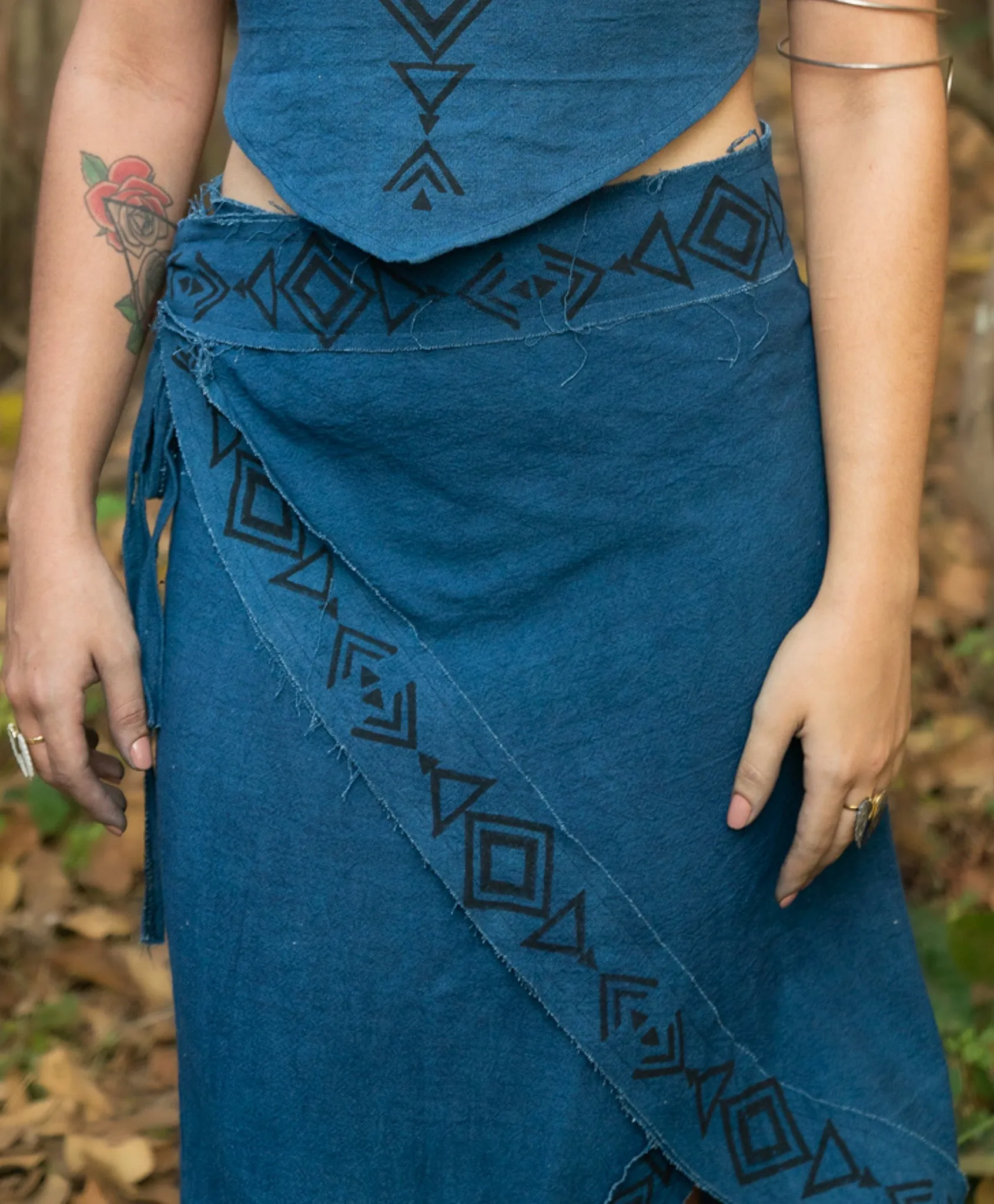 Indigo wrap skirt