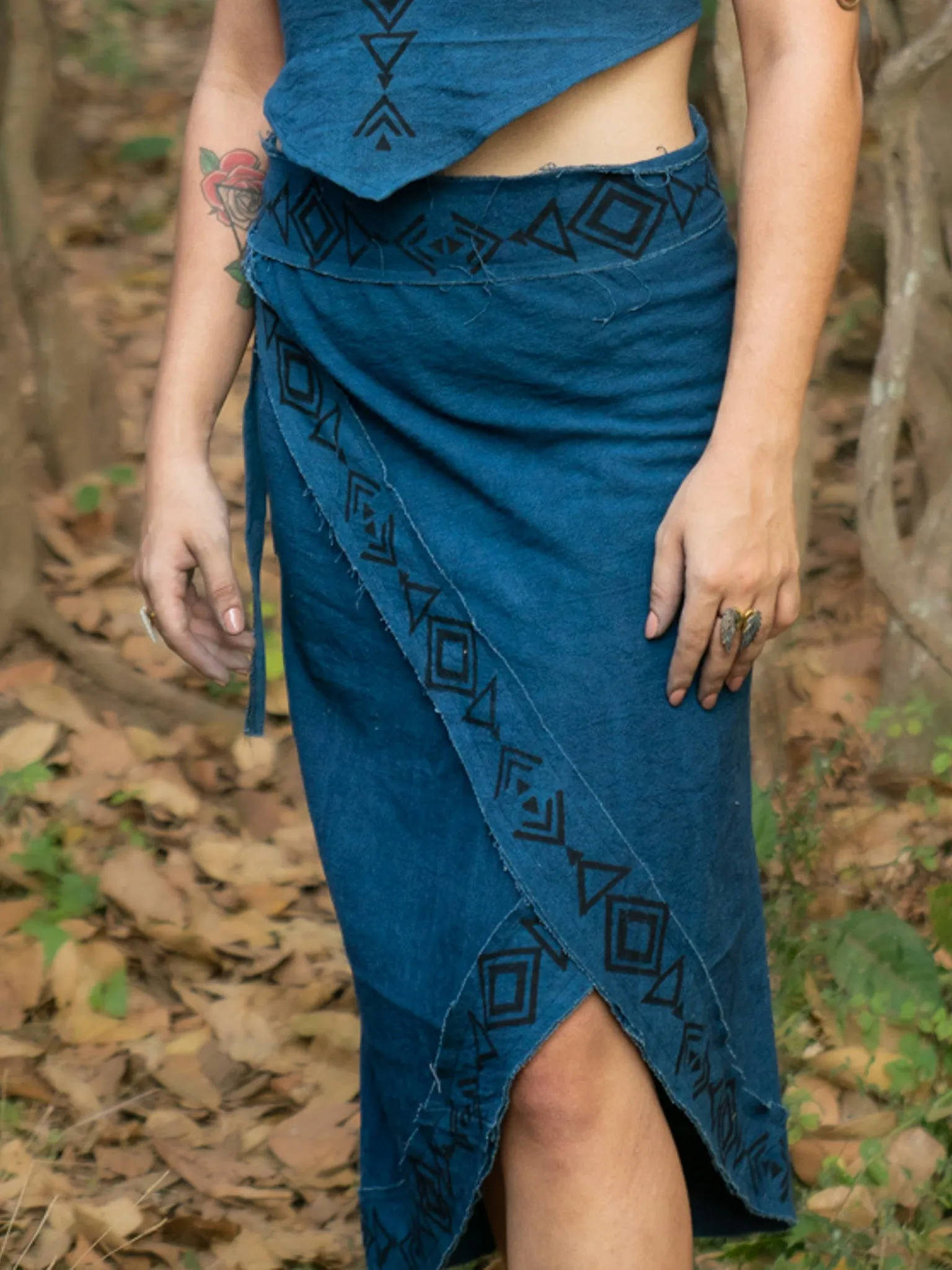 Indigo wrap skirt