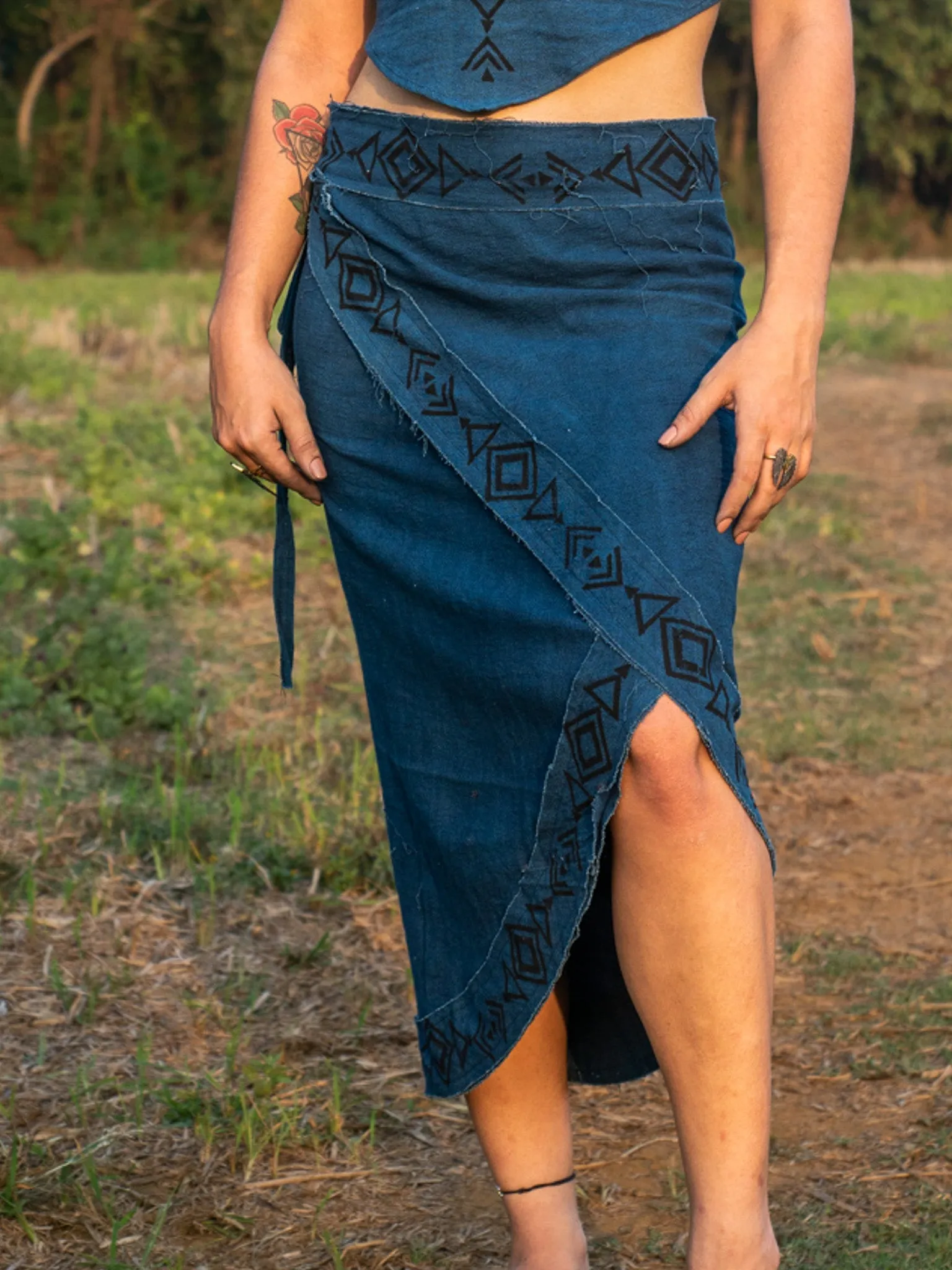 Indigo wrap skirt