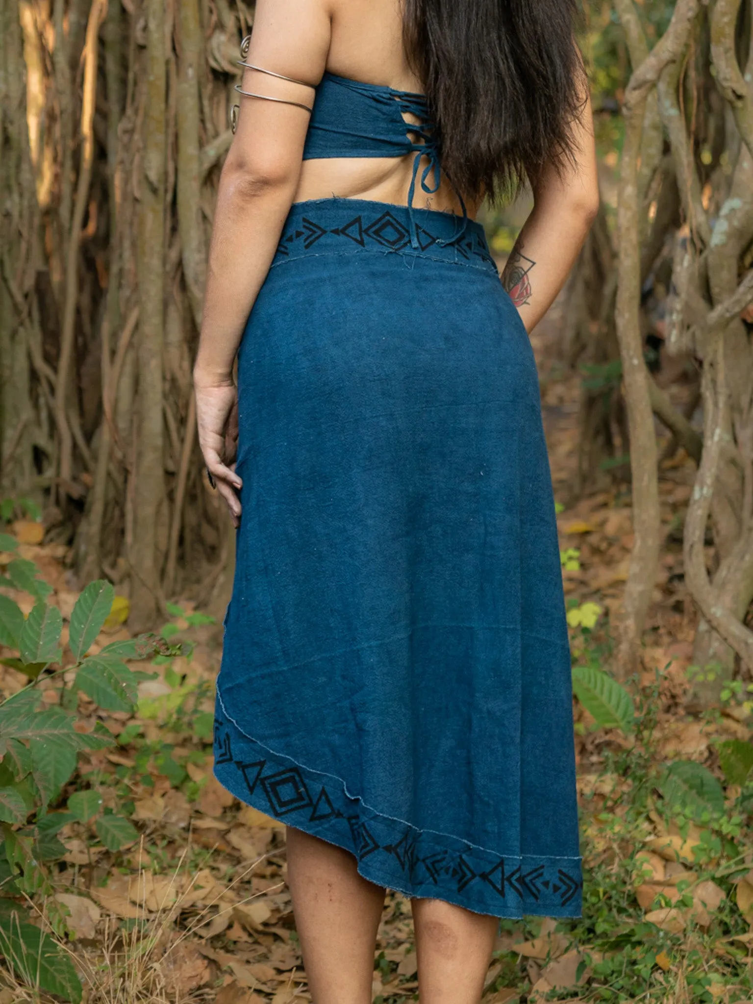 Indigo wrap skirt