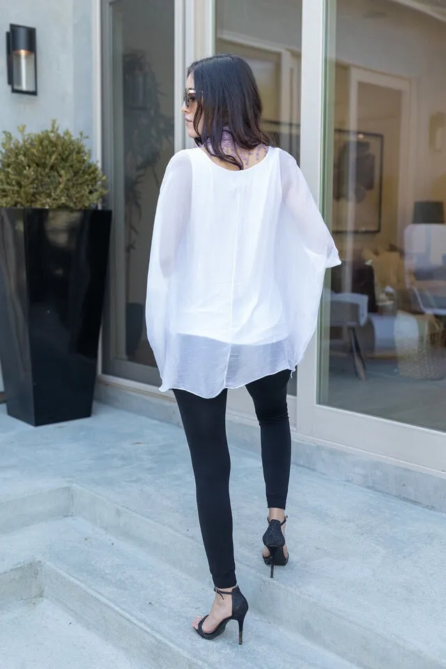 Italian Solid Silky Top Raw Moda