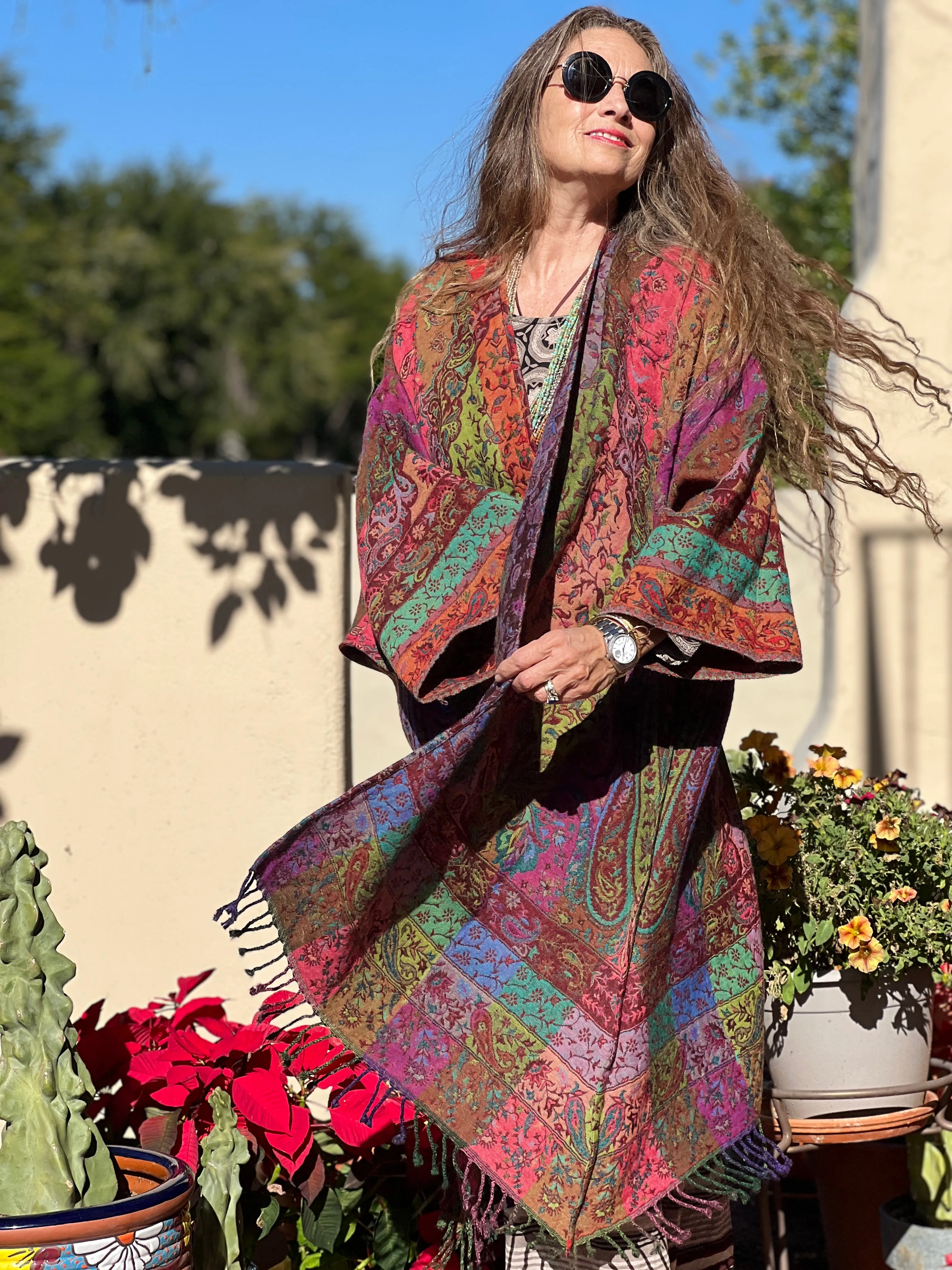 Joseph's Multicolour Boiled Wool Kimono Coat