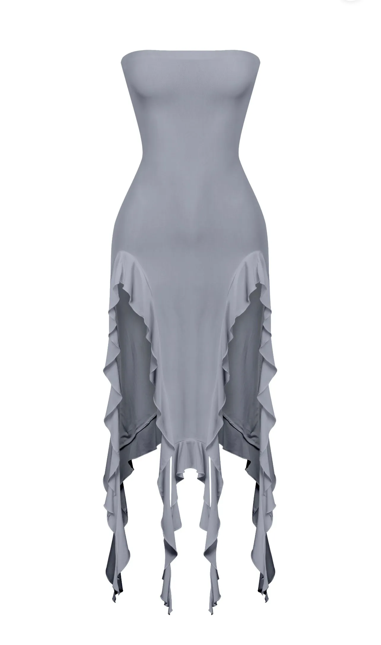 Kylie Strapless Mini Ruffled Asymmetrical Dress