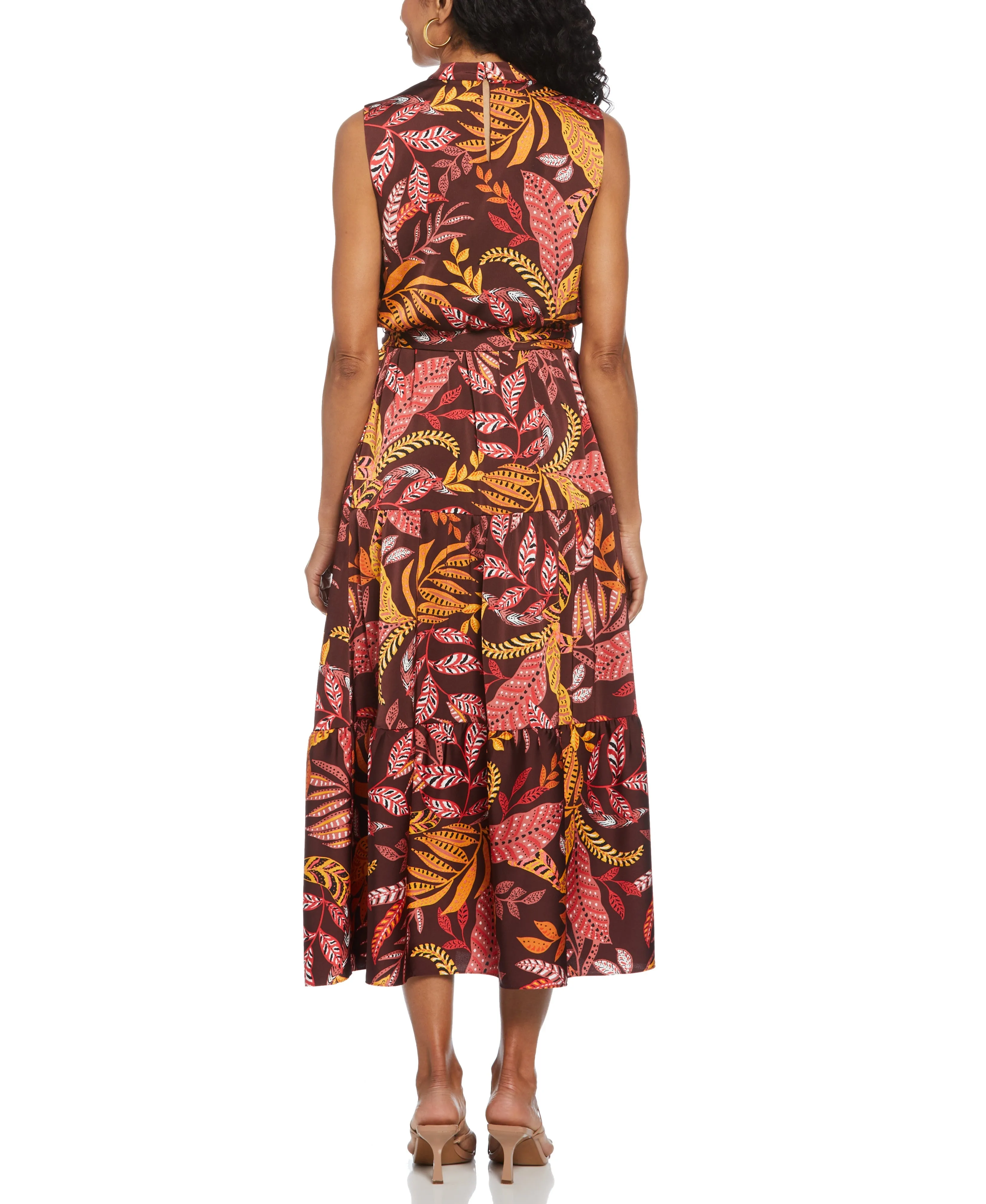 Leaf Print Belted Dress