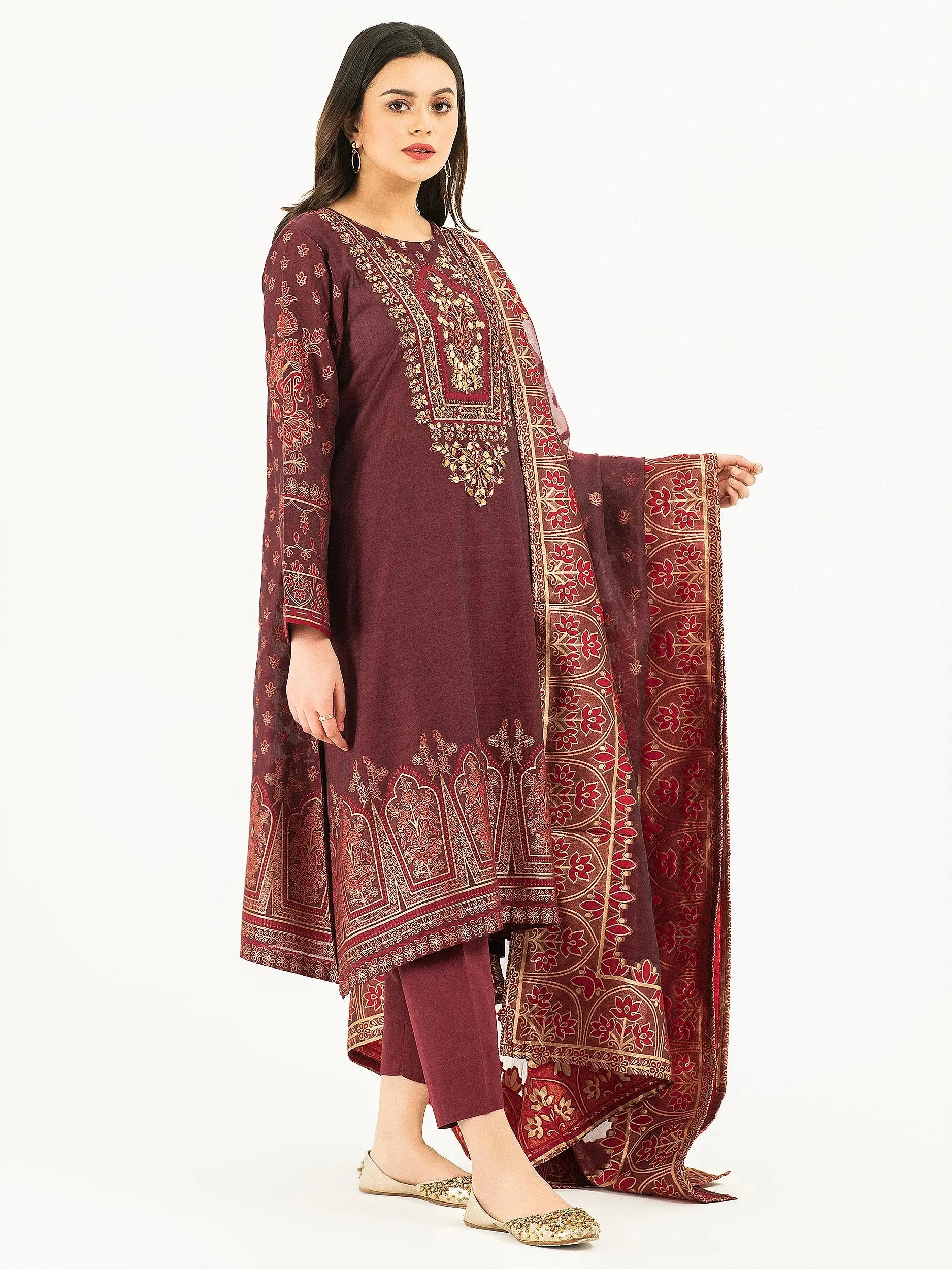 Limelight Maroon Jacquard 3-Piece Suit (P7225SU)