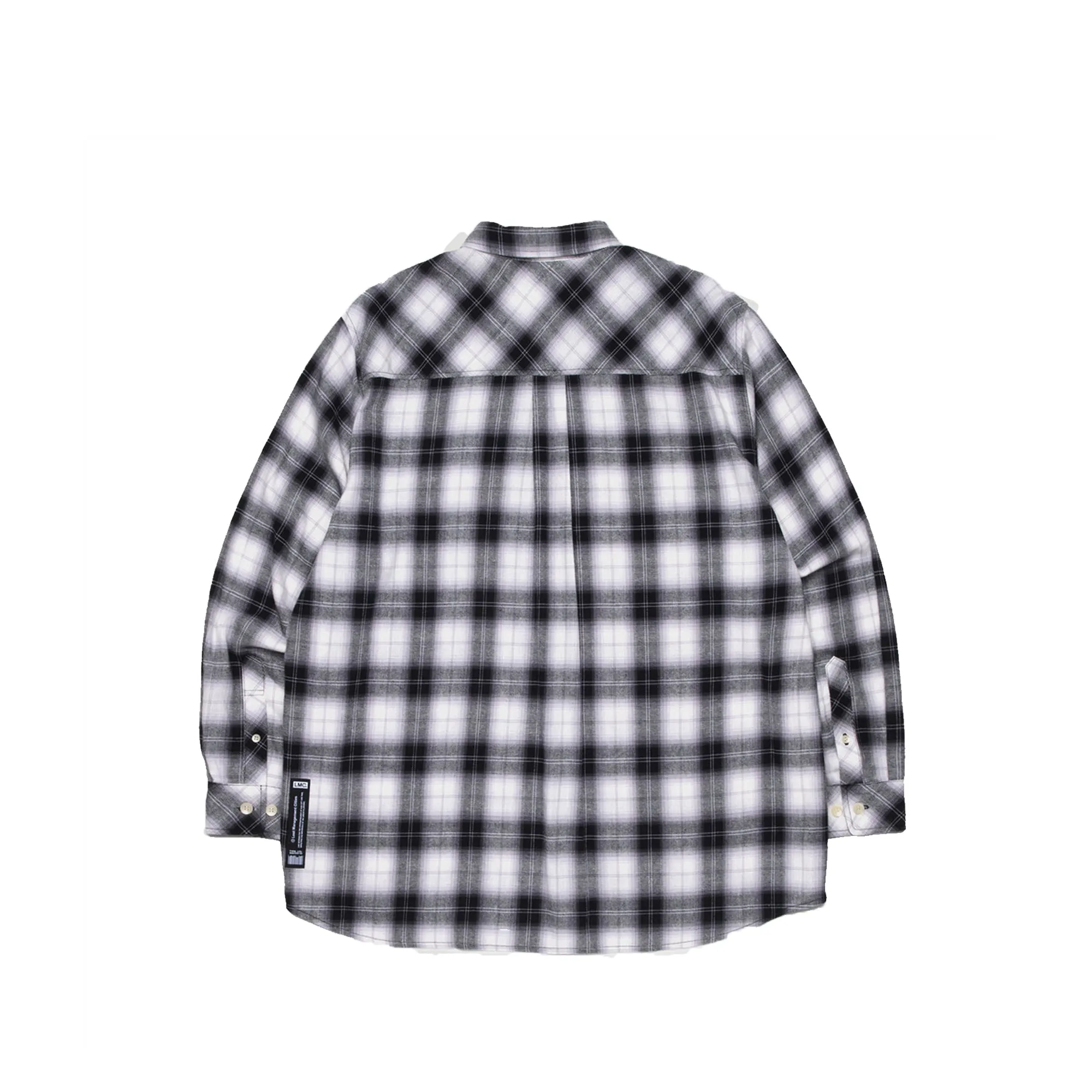 LMC Mens Flame Bear Ombre Plaid Shirt 'Black'