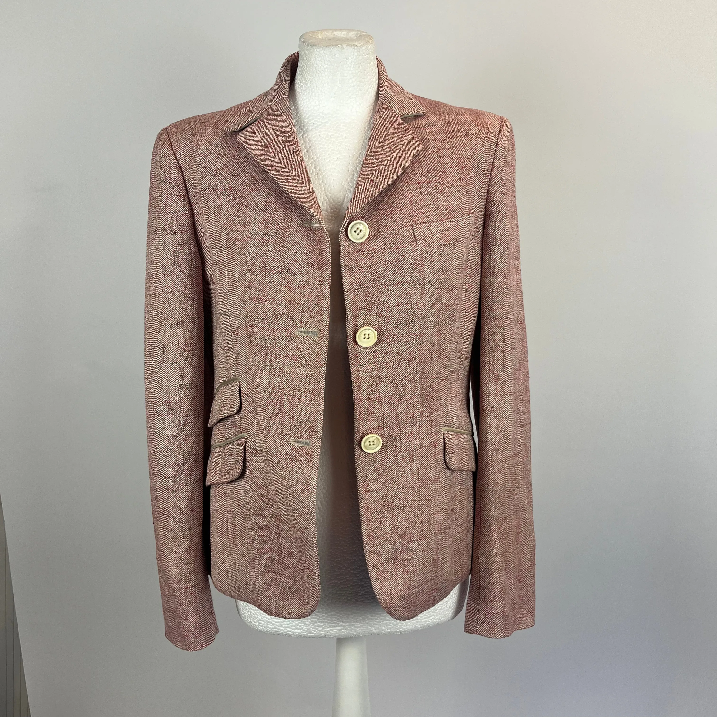 Loro Piana Pink Herringbone Linen &  Silk Jacket S