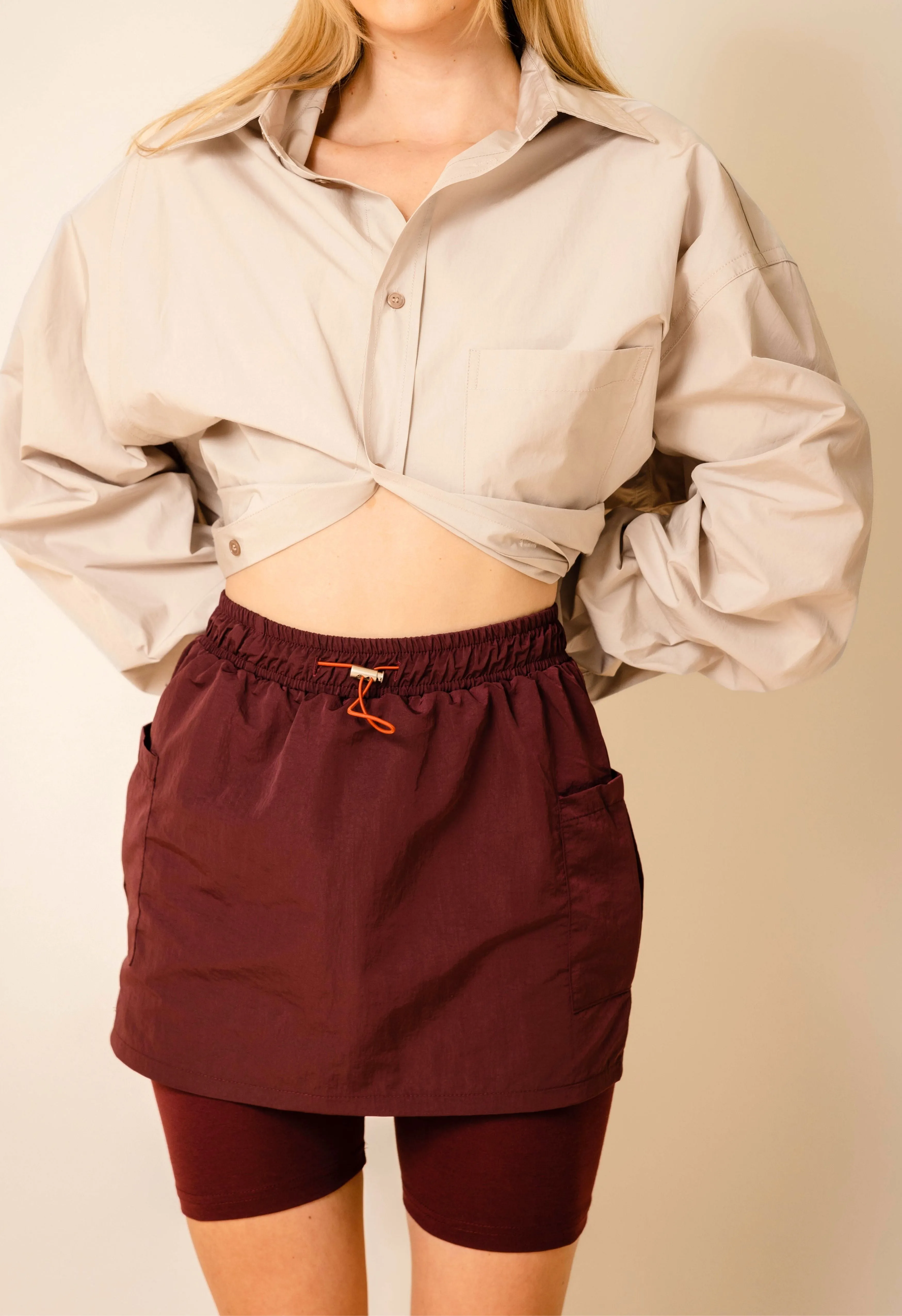 Maroon Biker Skort