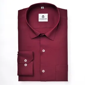 Maroon Color Lining Texture Lycra Cotton Shirt For Men