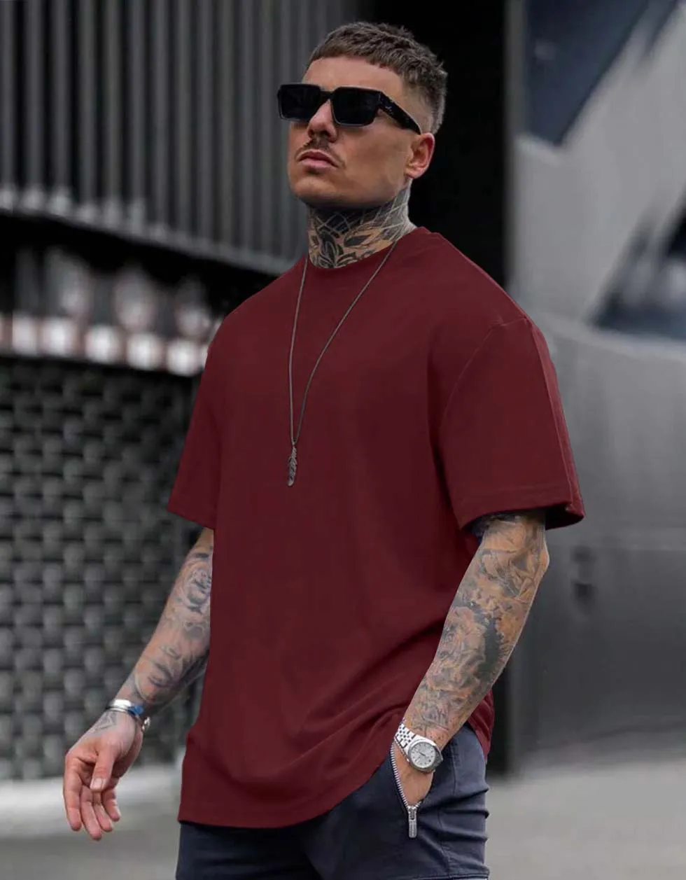 Maroon Oversized Solid Tshirt