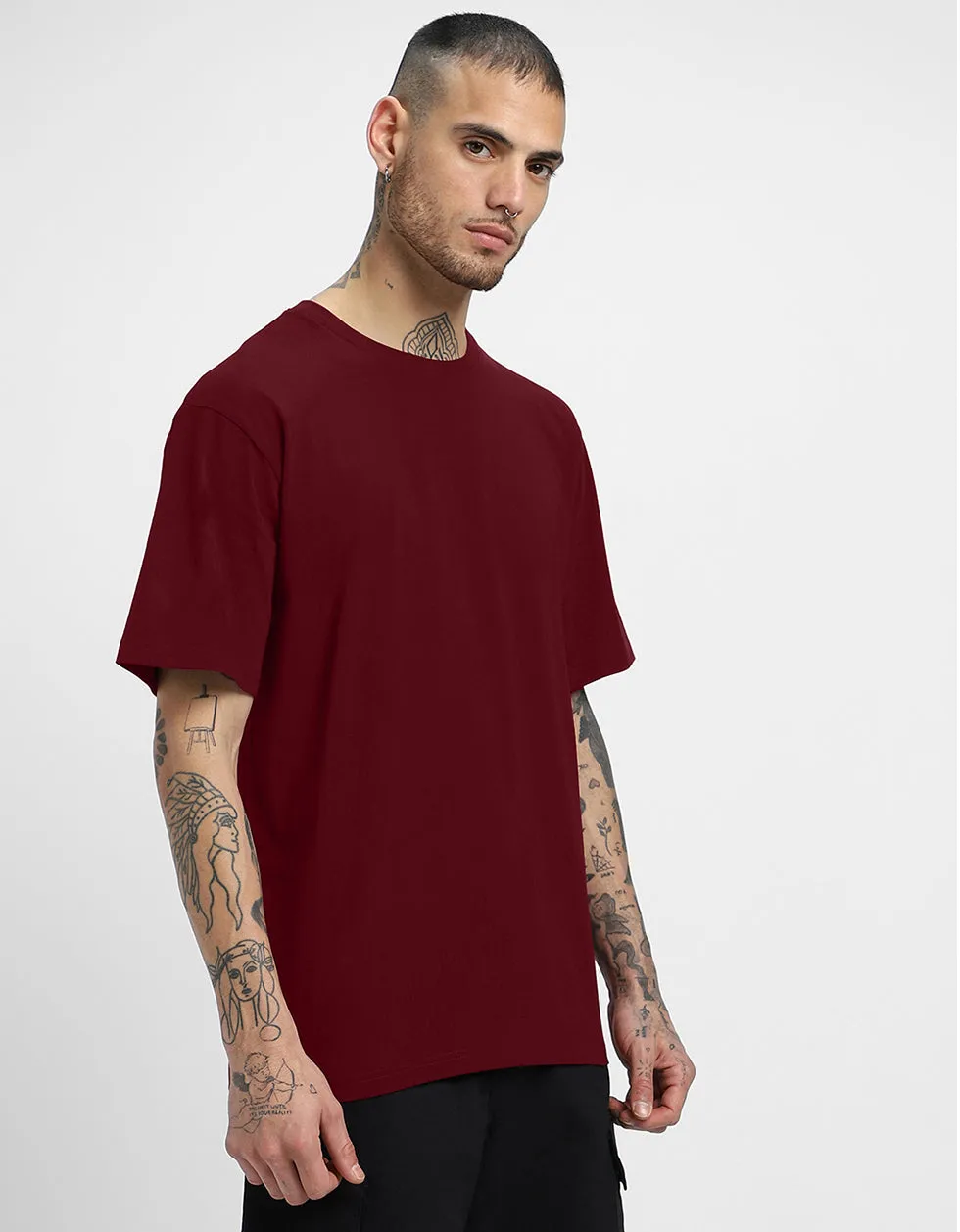 Maroon Oversized Solid Tshirt