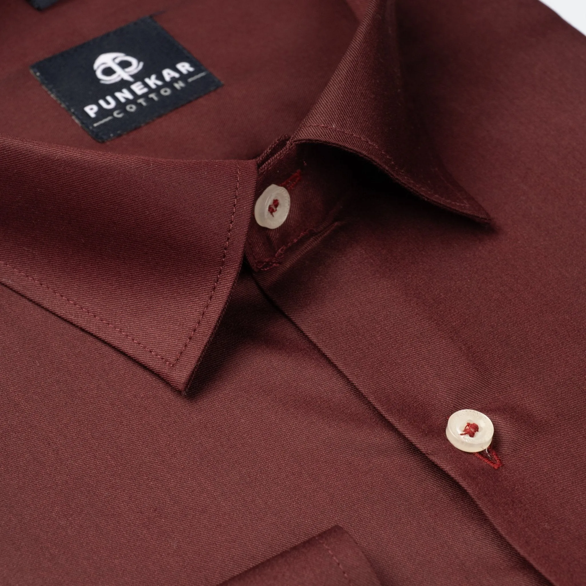 Maroon Soft Satin Cotton Shirt For Men