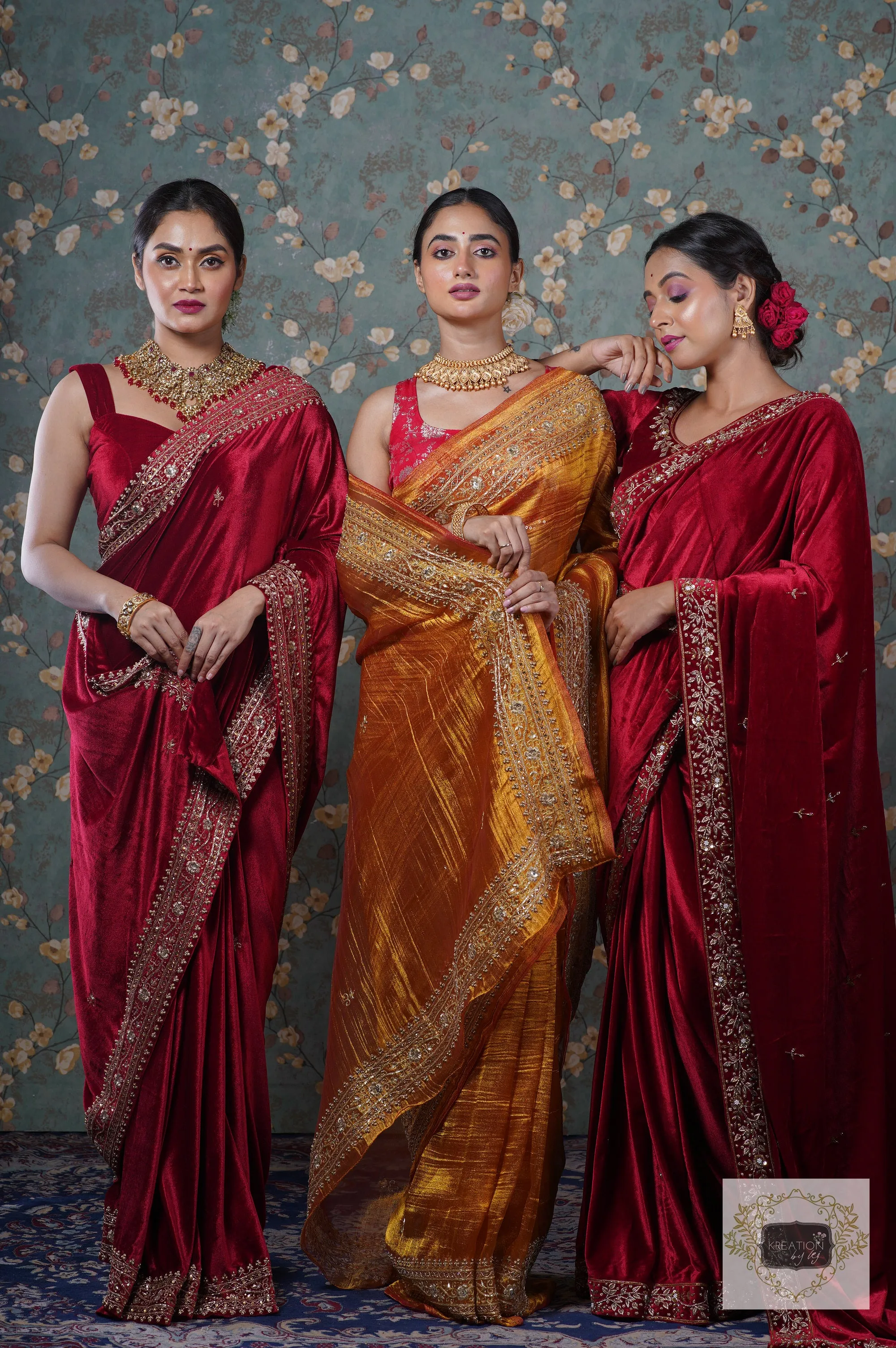 Maroon Velvet Zarina Saree