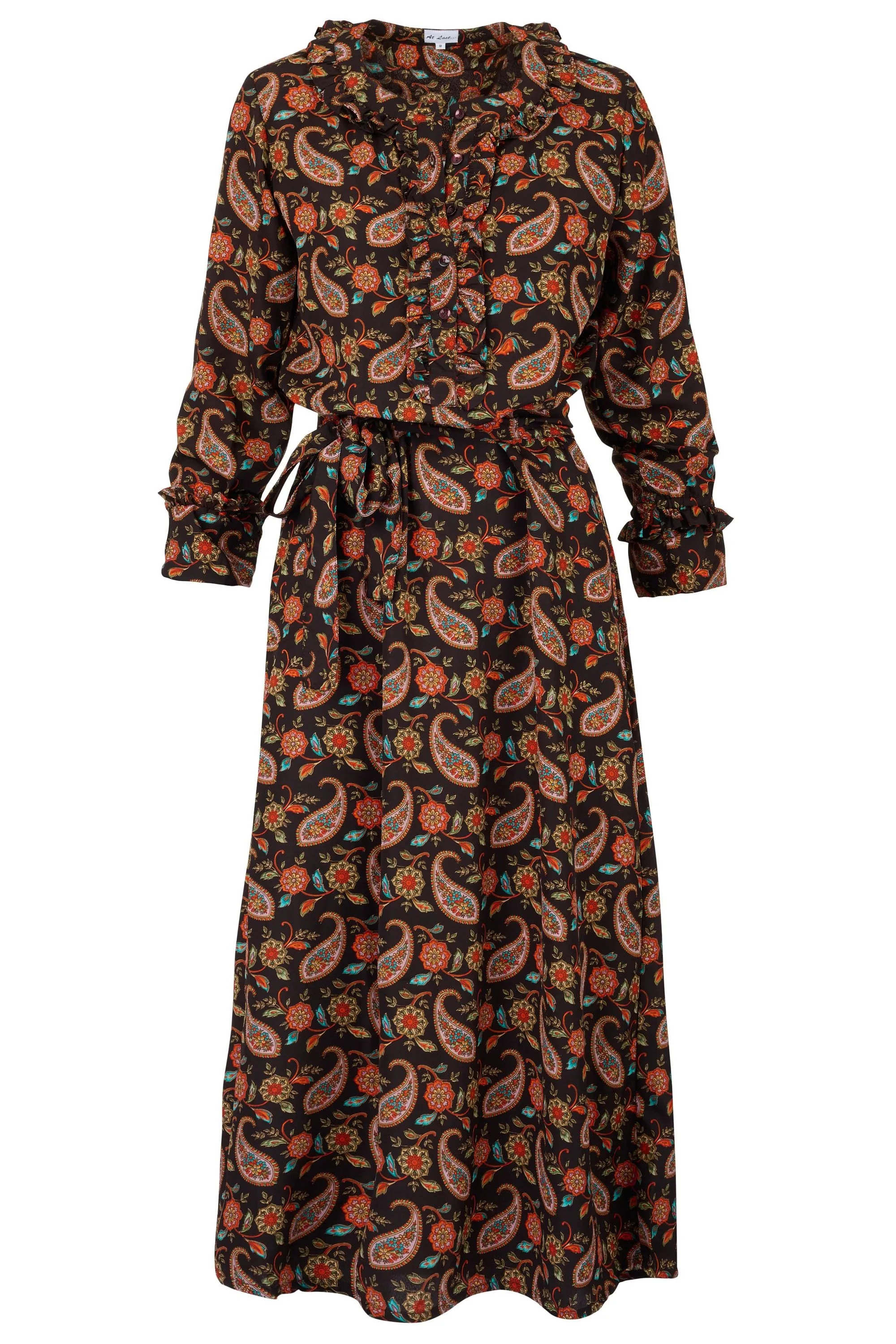 Meg Midi Dress in Chocolate Paisley