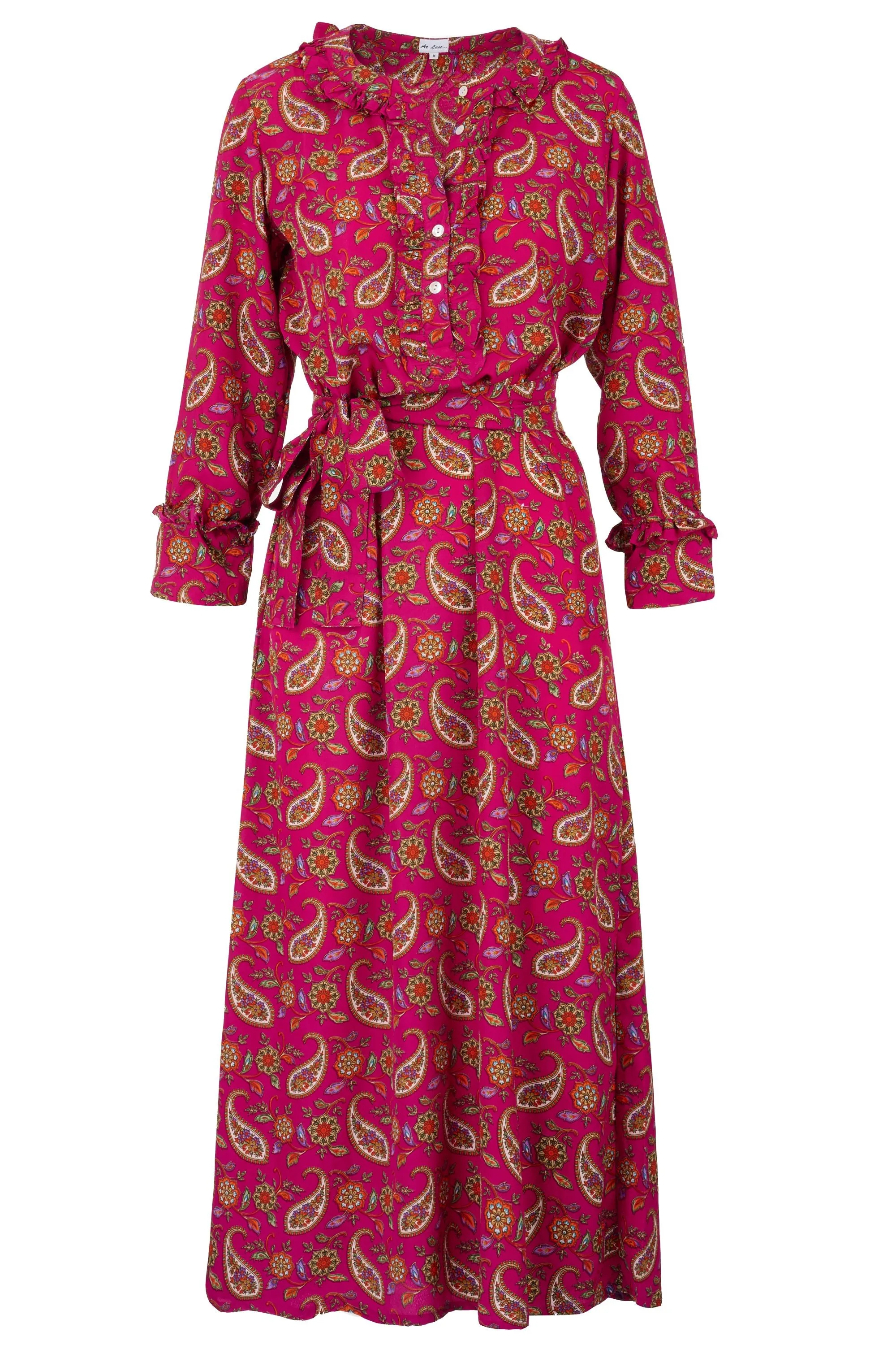 Meg Midi Dress in Hot Pink Paisley