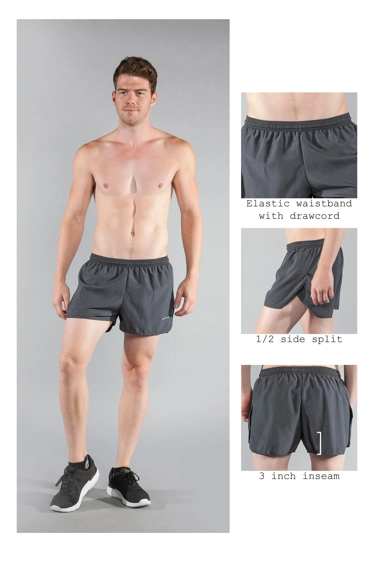 Men's 3" Half Split Trainer Shorts- Titanium