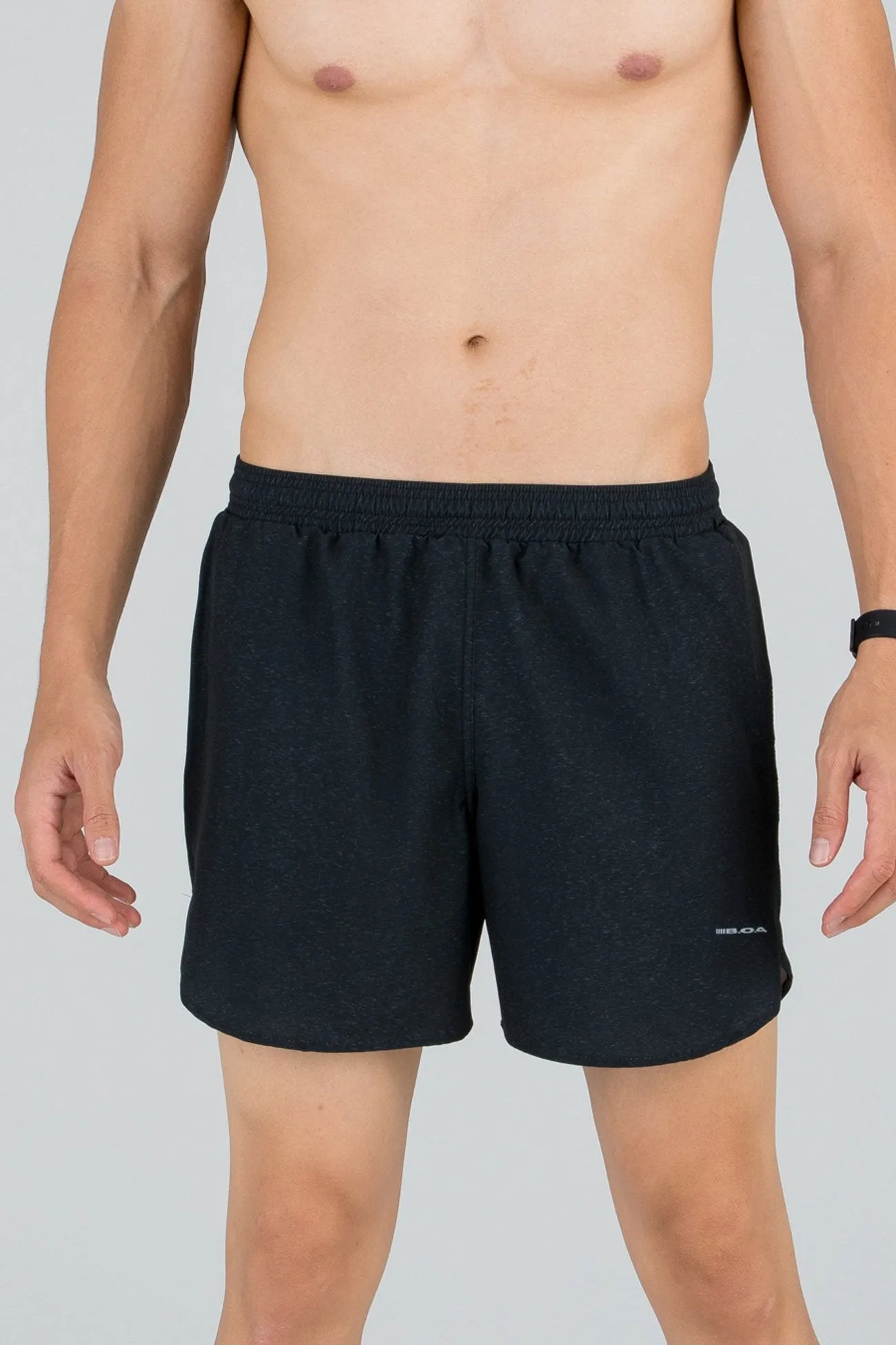 MEN'S STRETCH 5" STRIKER SPLIT RUNNING SHORT- CYPHER BLK/TITANIUM