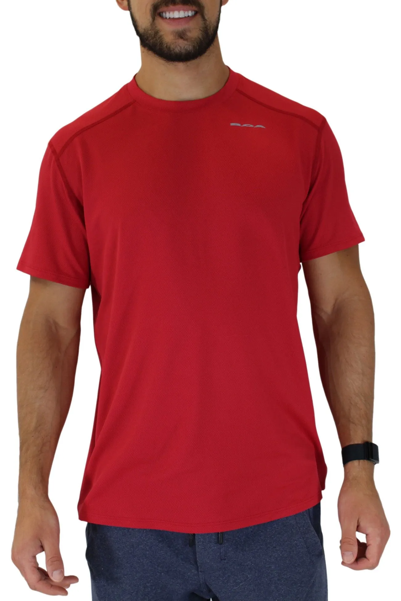 Men's Versatex Canyon Short Sleeve Running Shirt- Red