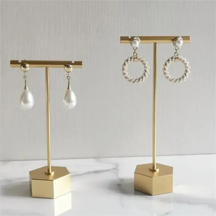 Metal Earring Display Stand, Gold T-bar Earring Holder Jewelry Display for Earrings metal earring stand