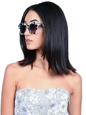 Odette Black And White Textured Frame Sunglasses For Women