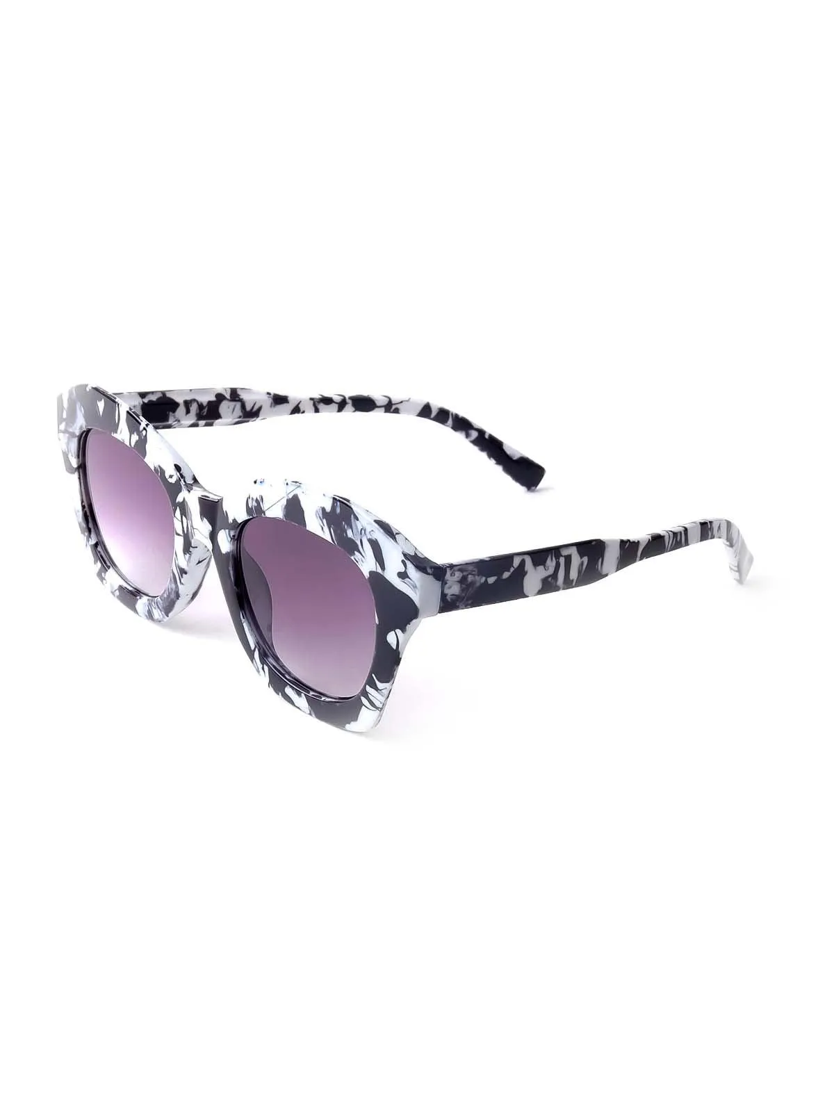 Odette Black And White Textured Frame Sunglasses For Women