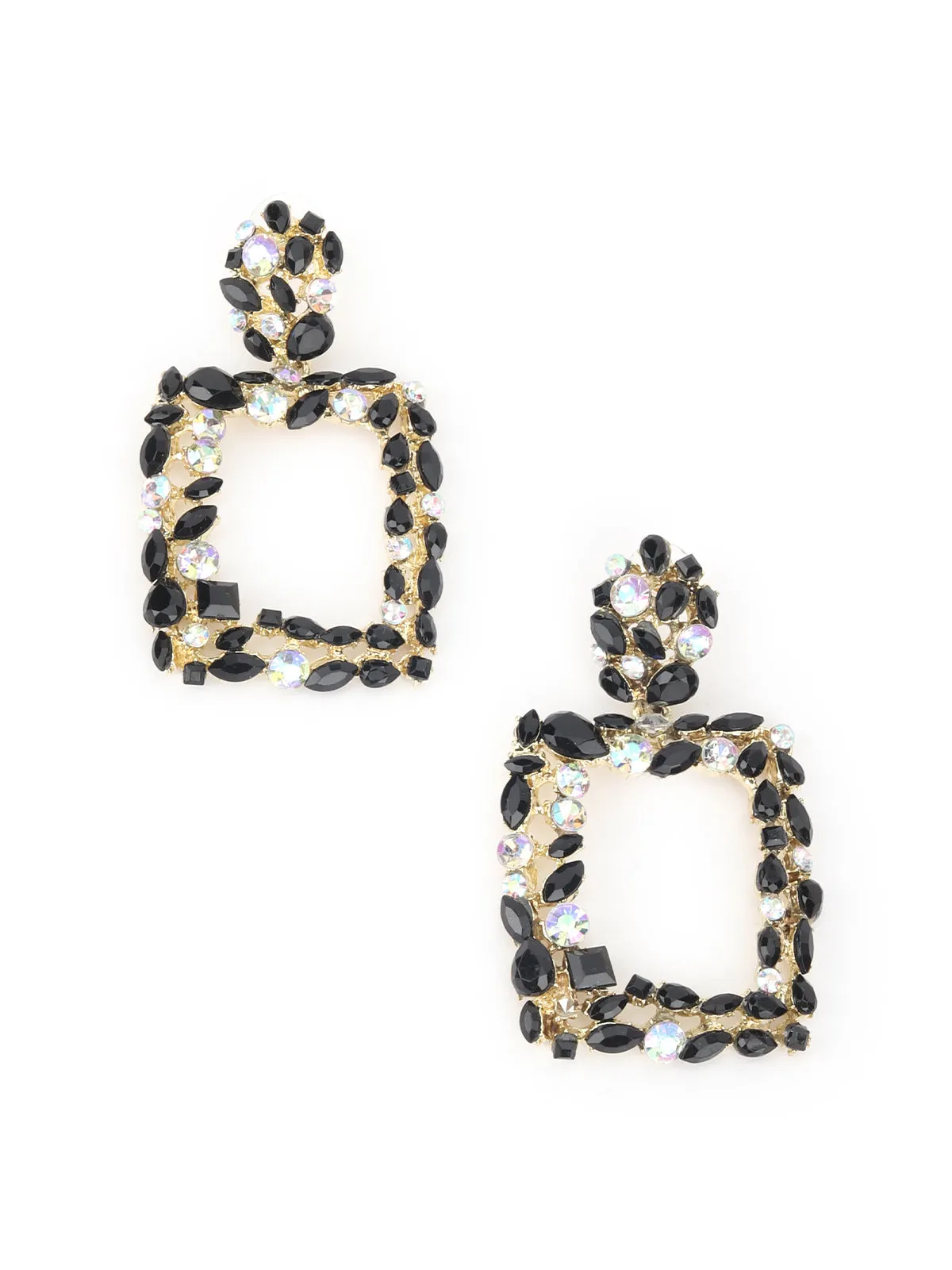 Odette Black Embellished Dangler Earring For Women