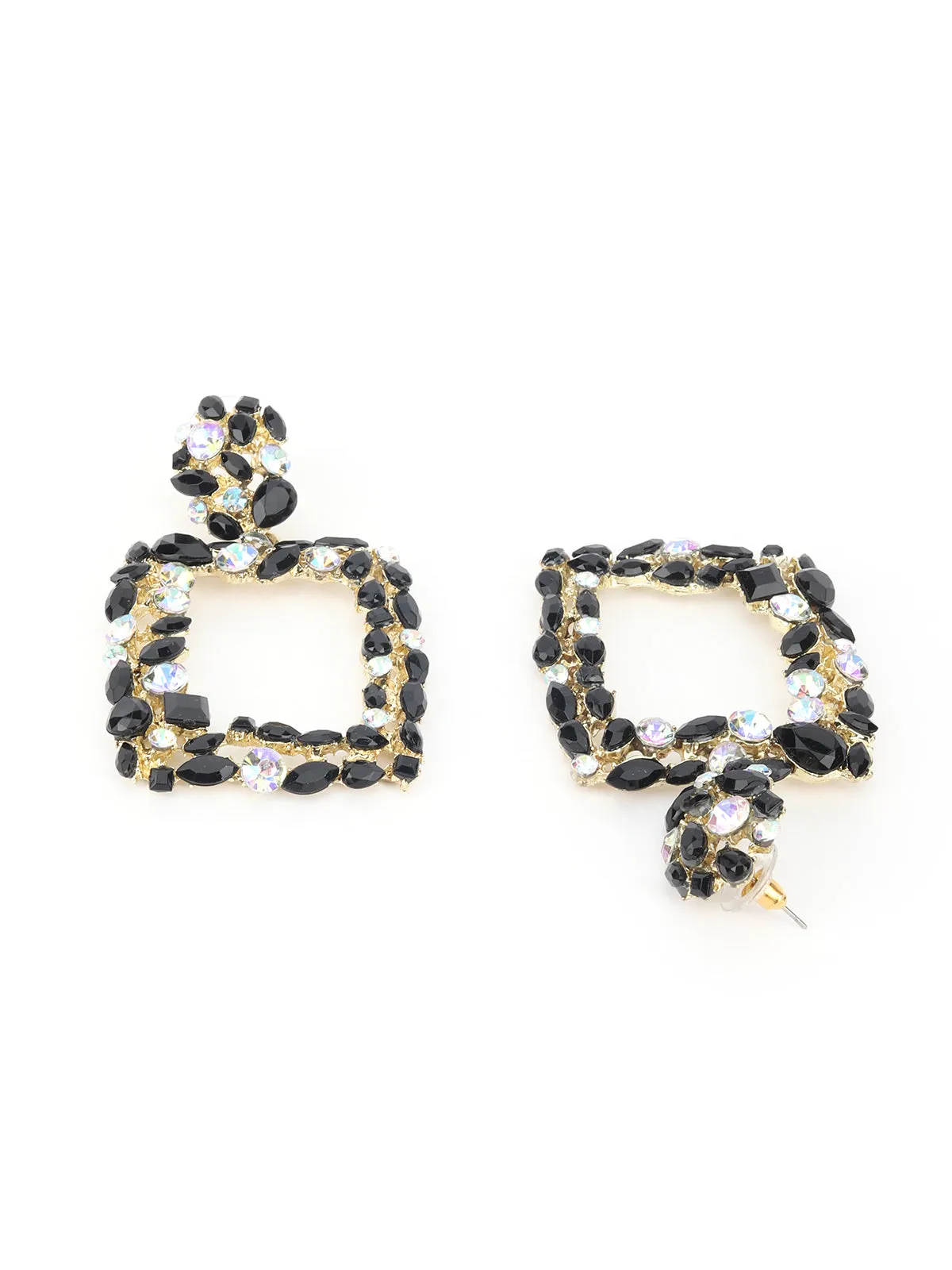 Odette Black Embellished Dangler Earring For Women