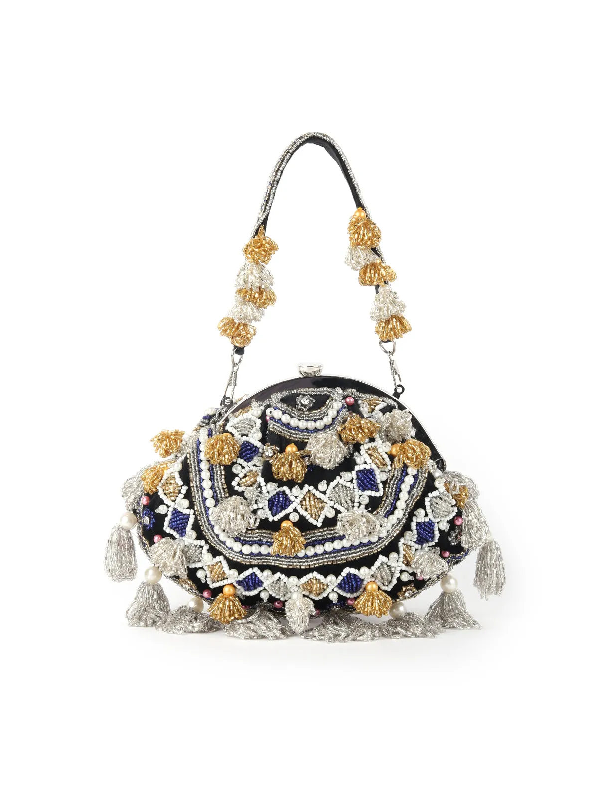 Odette Black Embroidered Batuwa Bag For Women