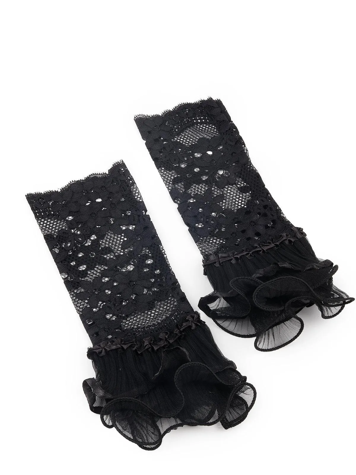 Odette Black Frills Hand Gloves For Women