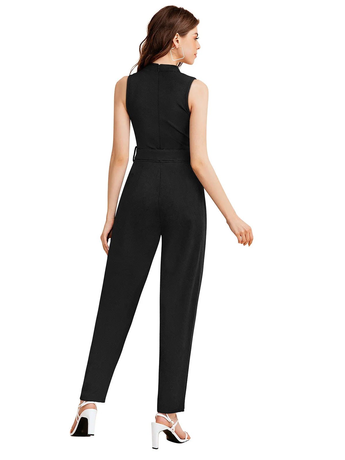 Odette Black Knit Fabric Jumpsuit For Women