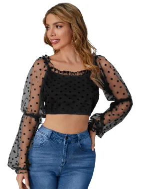 Odette Black Knit Fabric Top For Women