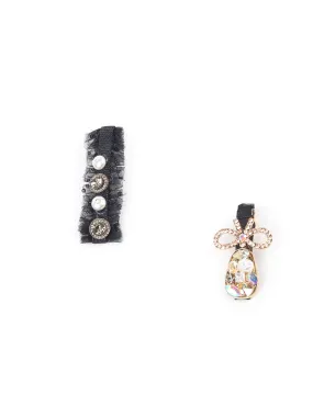 Odette Black Lace And Stoned Brooch For Women