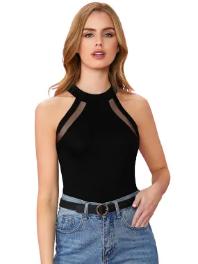 Odette Black Polyester Solid Top For Women