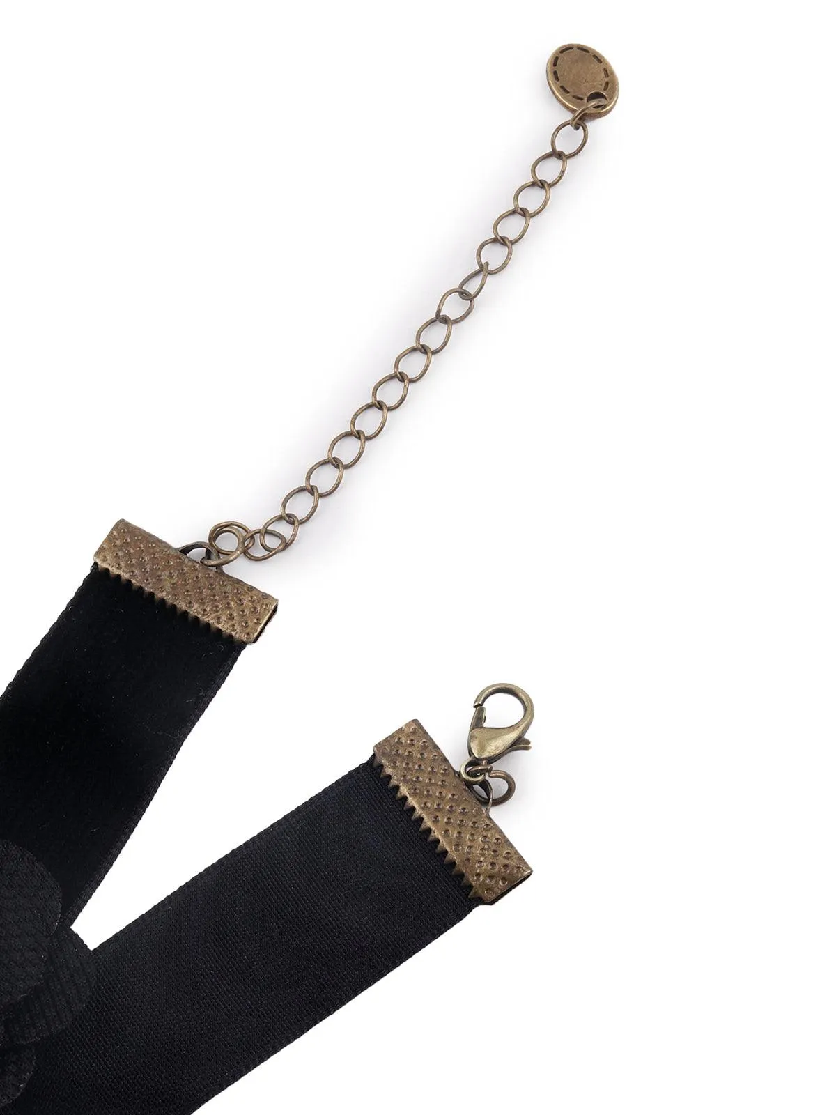 Odette Black Rose Embellished Velvet Anklet For Women