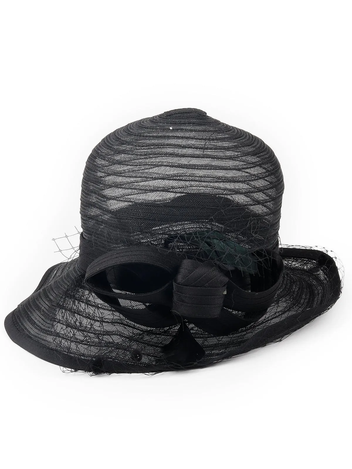 Odette Black Transparent Netted Hat For Women