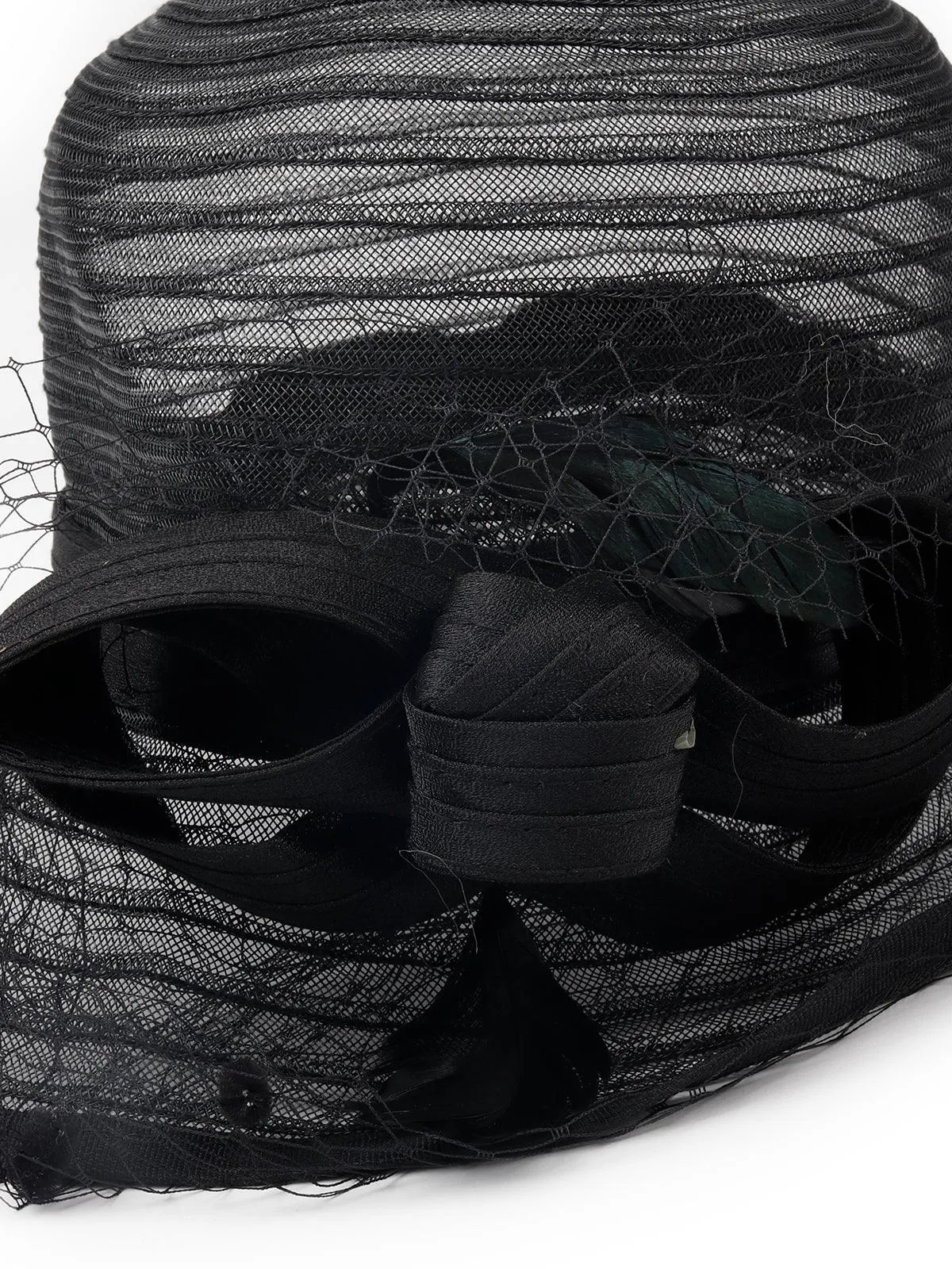 Odette Black Transparent Netted Hat For Women