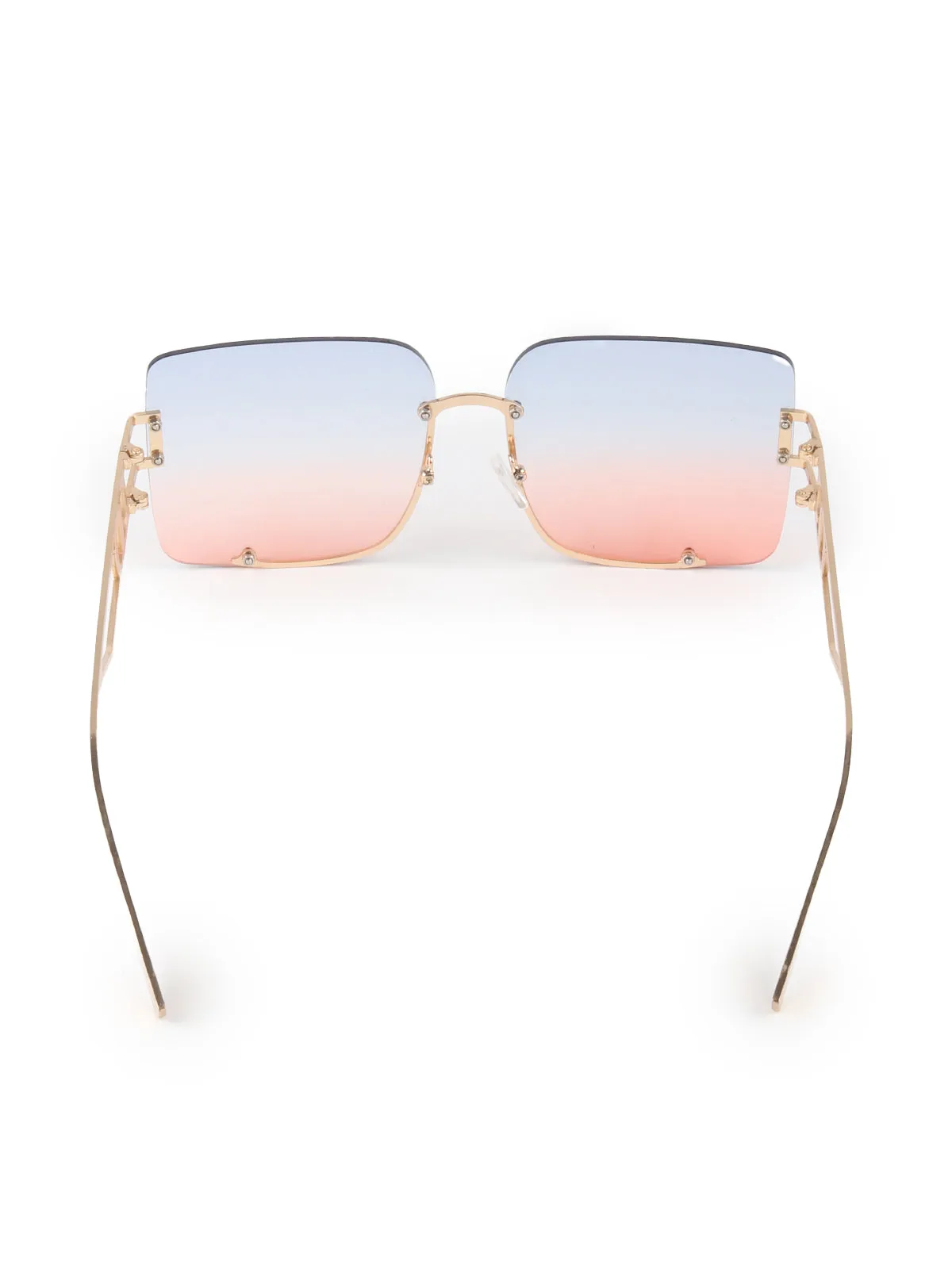 Odette Blue and Peach Oversized Square Sunglasses for Women