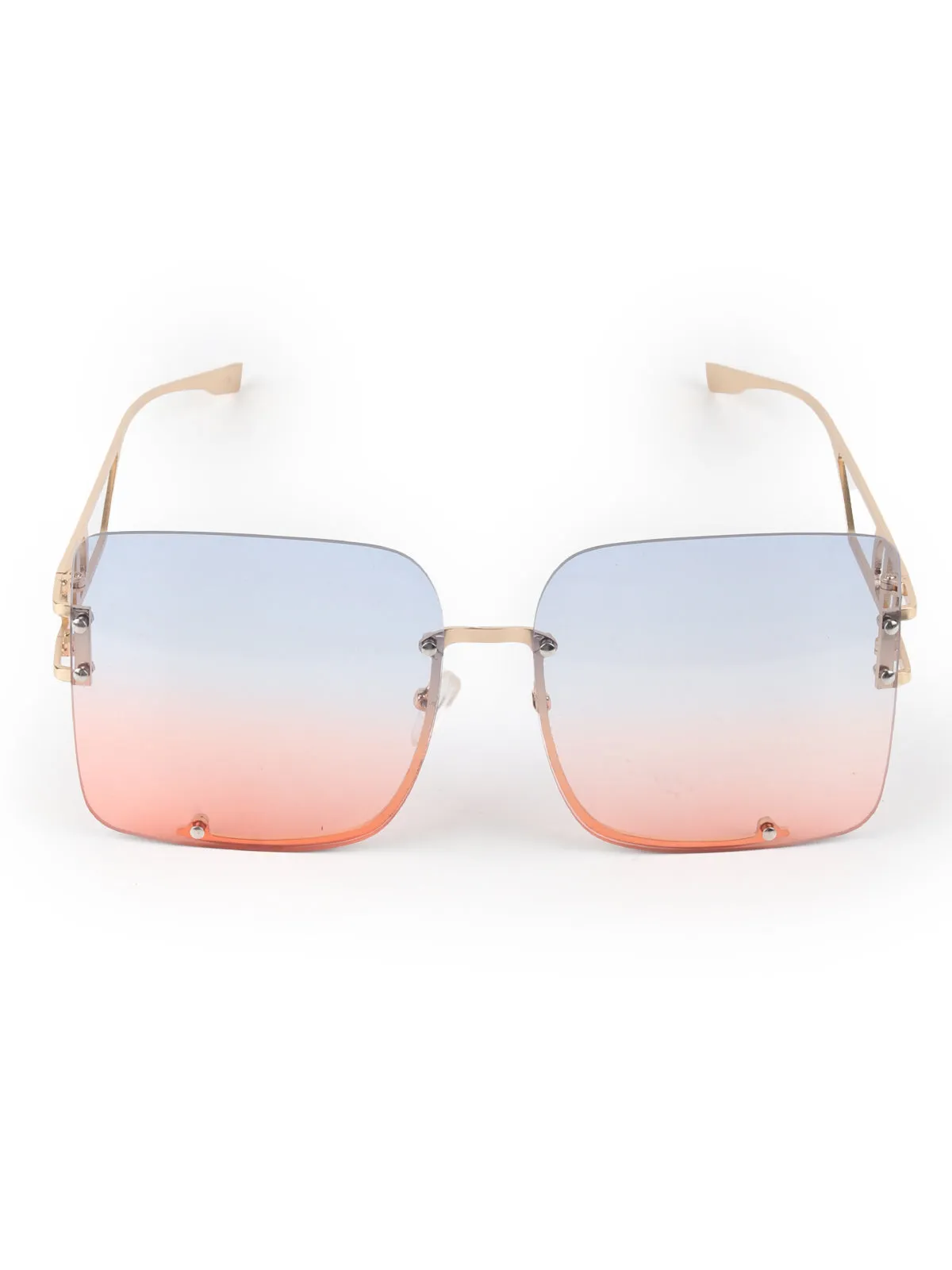 Odette Blue and Peach Oversized Square Sunglasses for Women