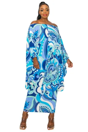 Paisley Dreams Off-Shoulder Kaftan Dress