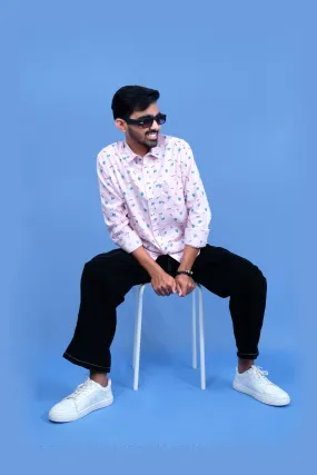 Pink Printed Casual Shirt