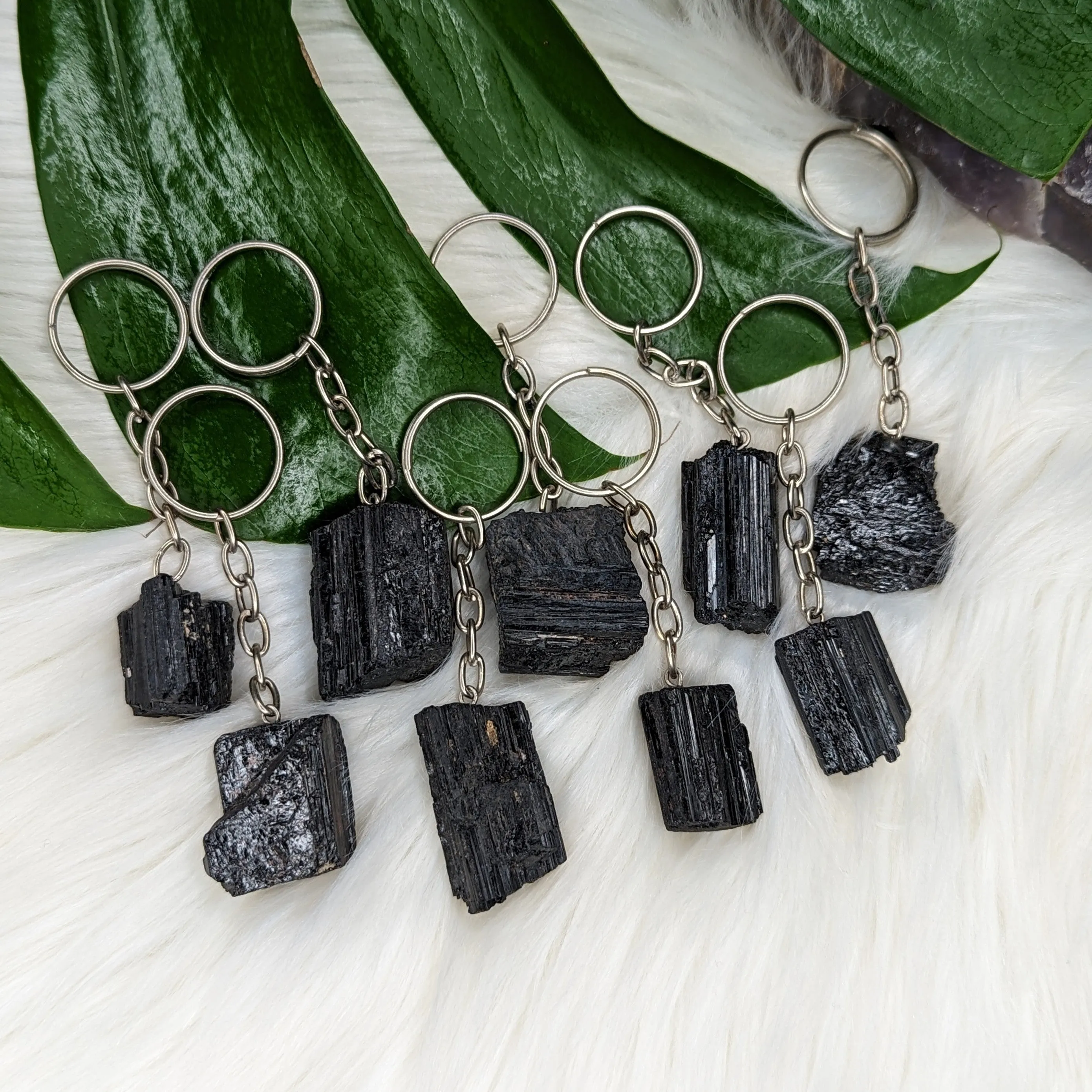 Protective Black Tourmaline  Key Chain