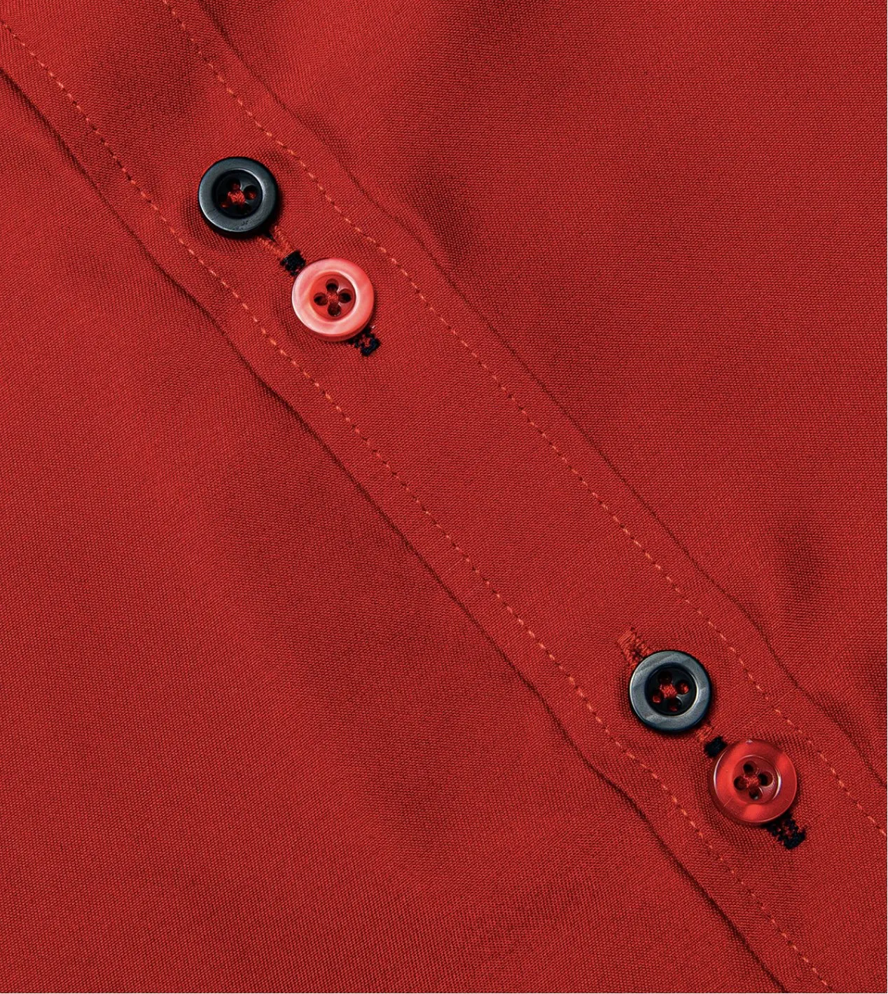 Red Mens's Shirt with contrast colored buttons unique cuffs design -CY-2201