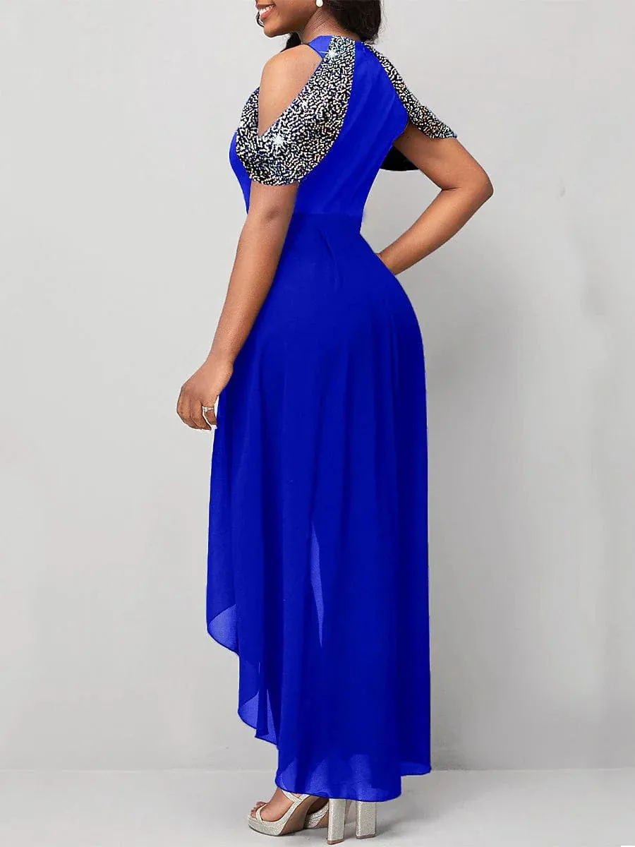 Royal Blue Sparkly Sequin Jumpsuit for Elegant Occasions